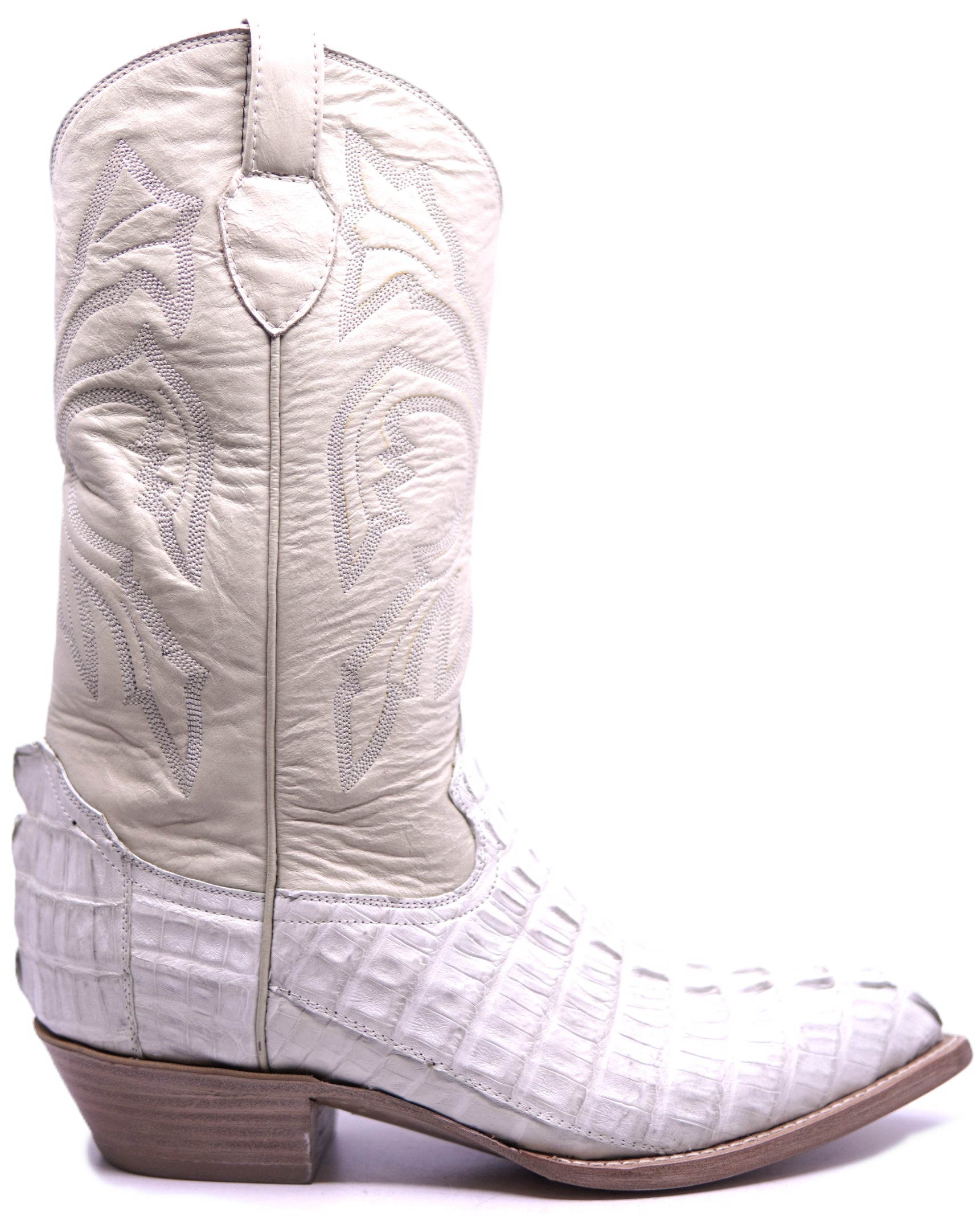 Genuine White Bone Caiman Tail Cowboy Boots – Max Leather Inc.