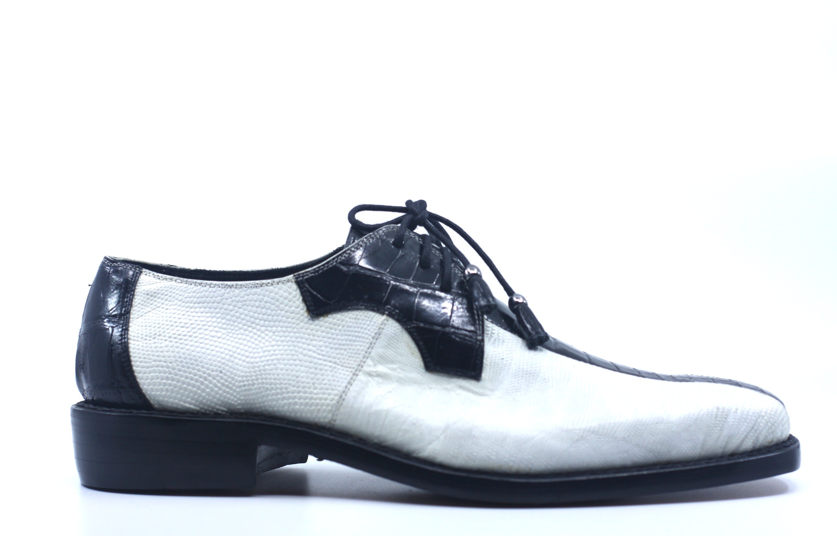 Black and White Alligator and Lizard Dress Shoes US Men's 11