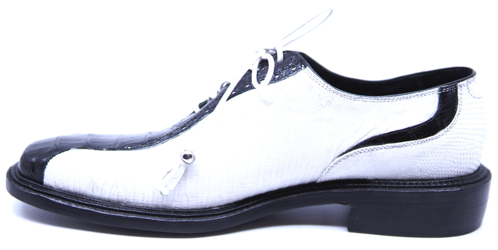 Black Crocodile & White Lizard Dress Shoe image 1