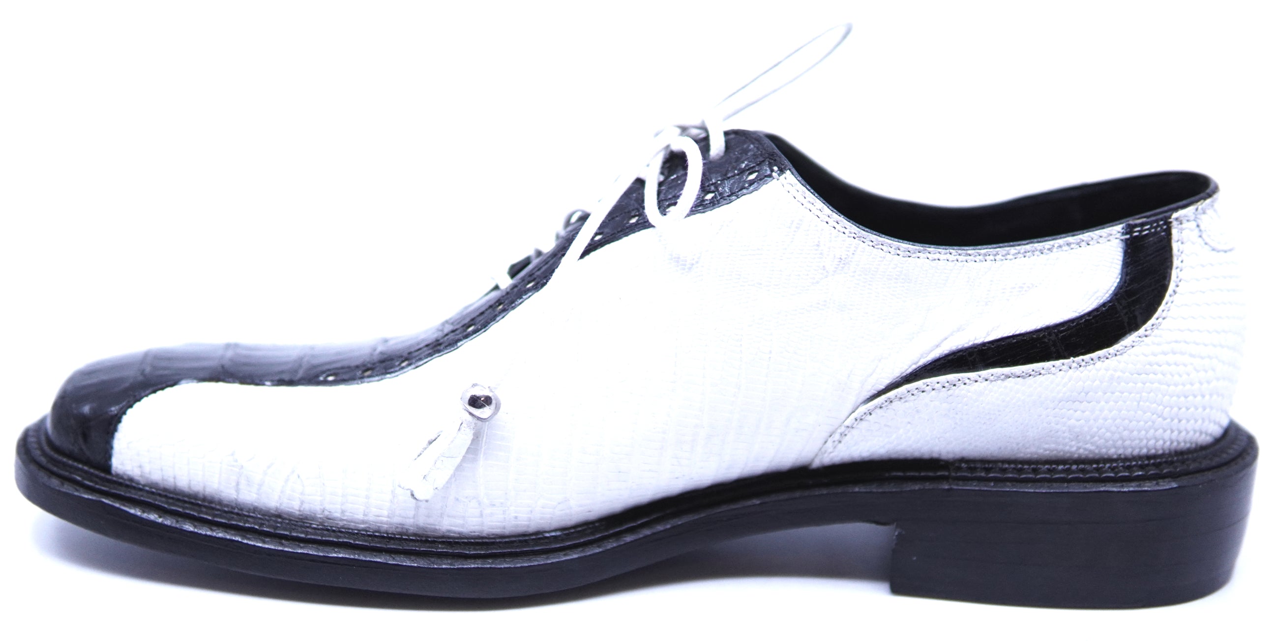 Black Crocodile & White Lizard Dress Shoe image 1
