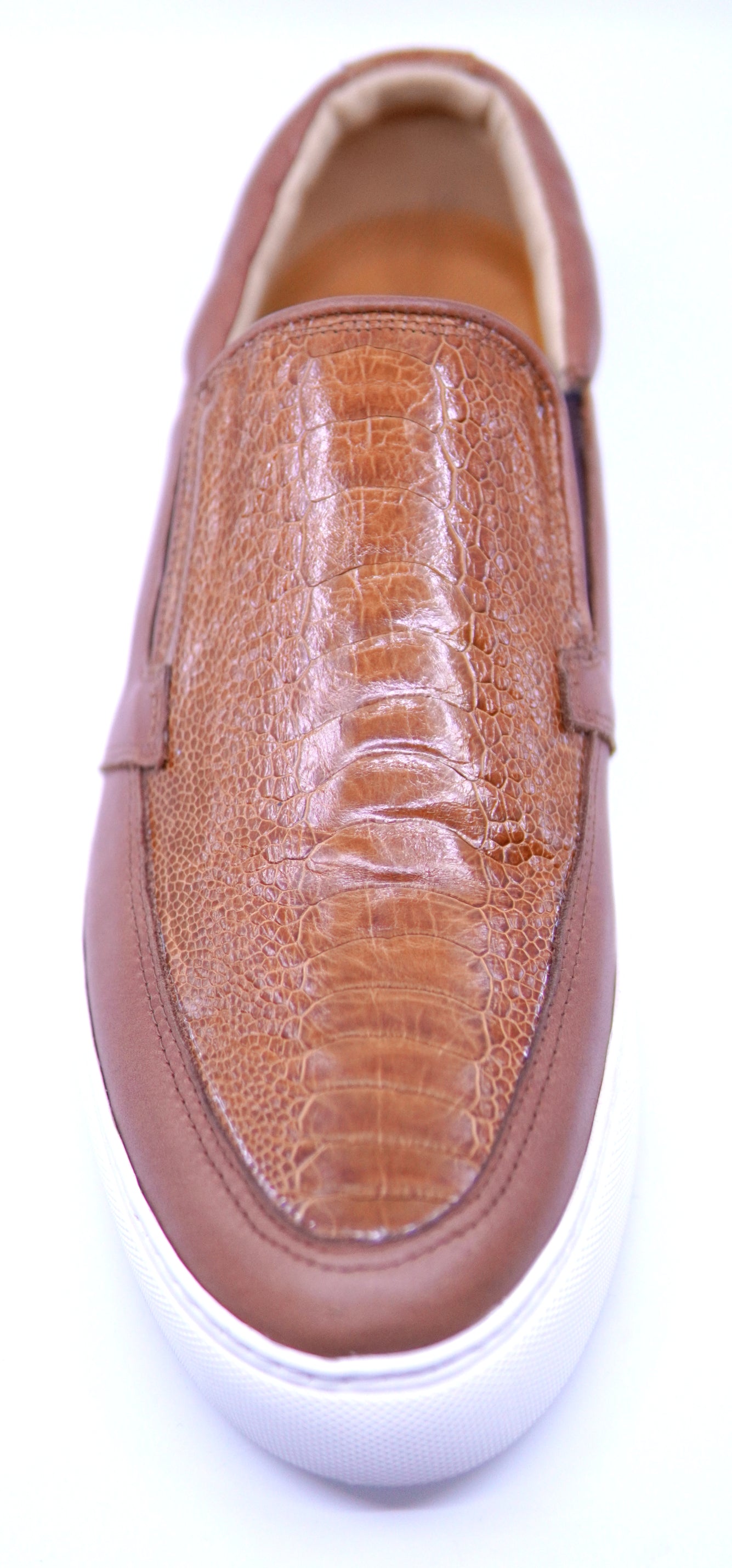 Cognac Ostrich Leg Slip-On US Men's 9.5 image 2