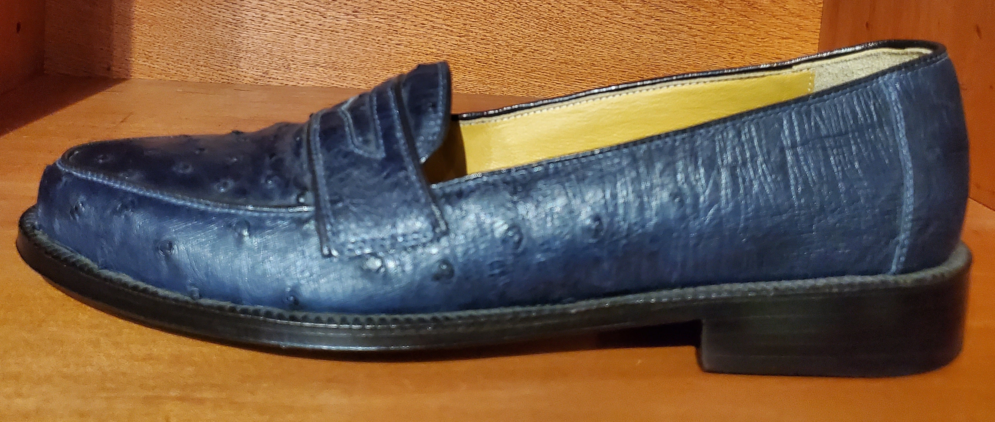 Navy Blue Ostrich Loafers US Men's 10.5 image 1