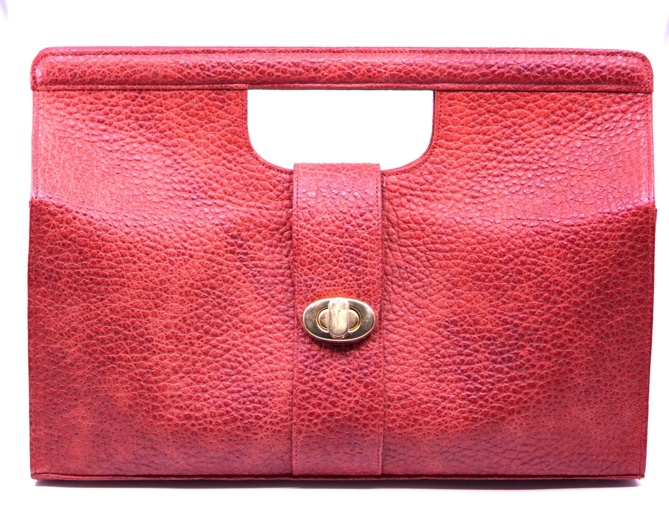 Red Textured Leather Large Bag image 0