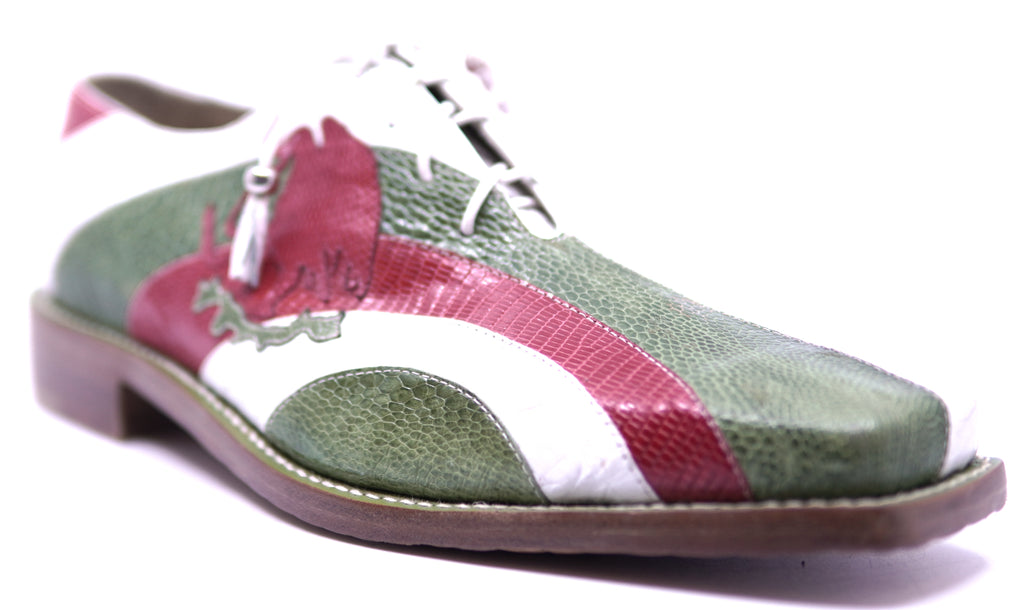 Genuine White Alligator & Green, Red Lizard Dress Shoe 12-US Men's image 2