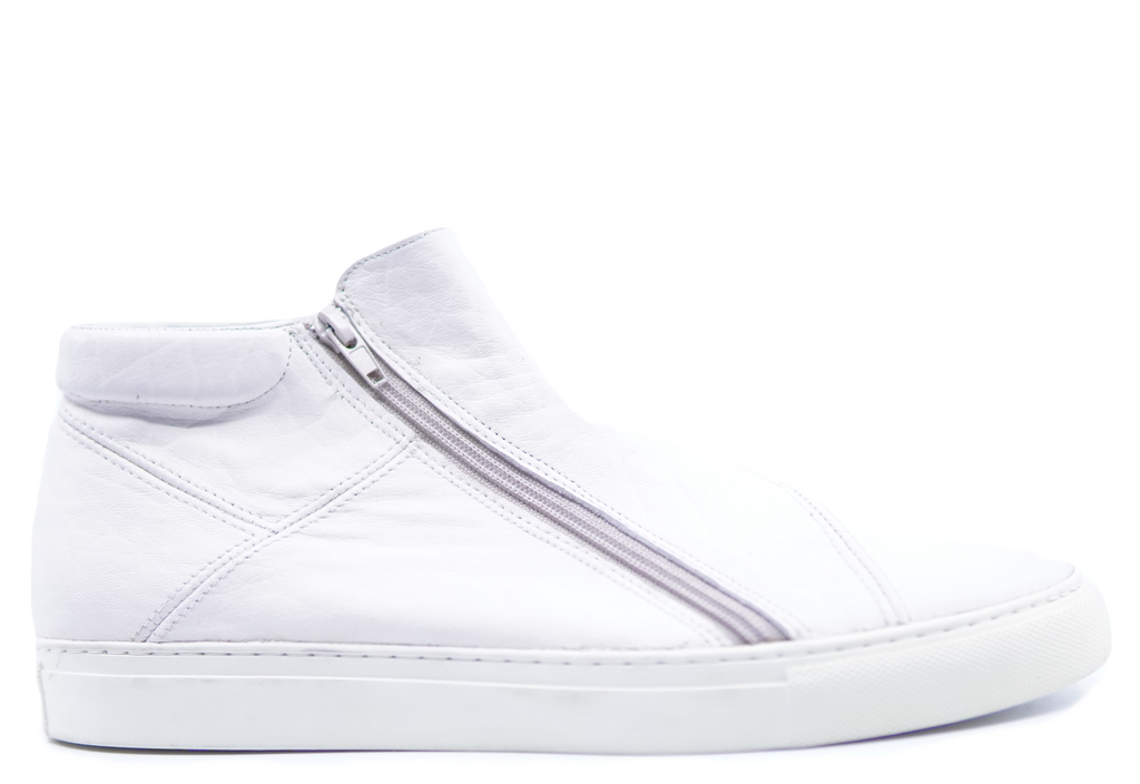 Off White Leather Zipper Sneaker US 10.5 image 0
