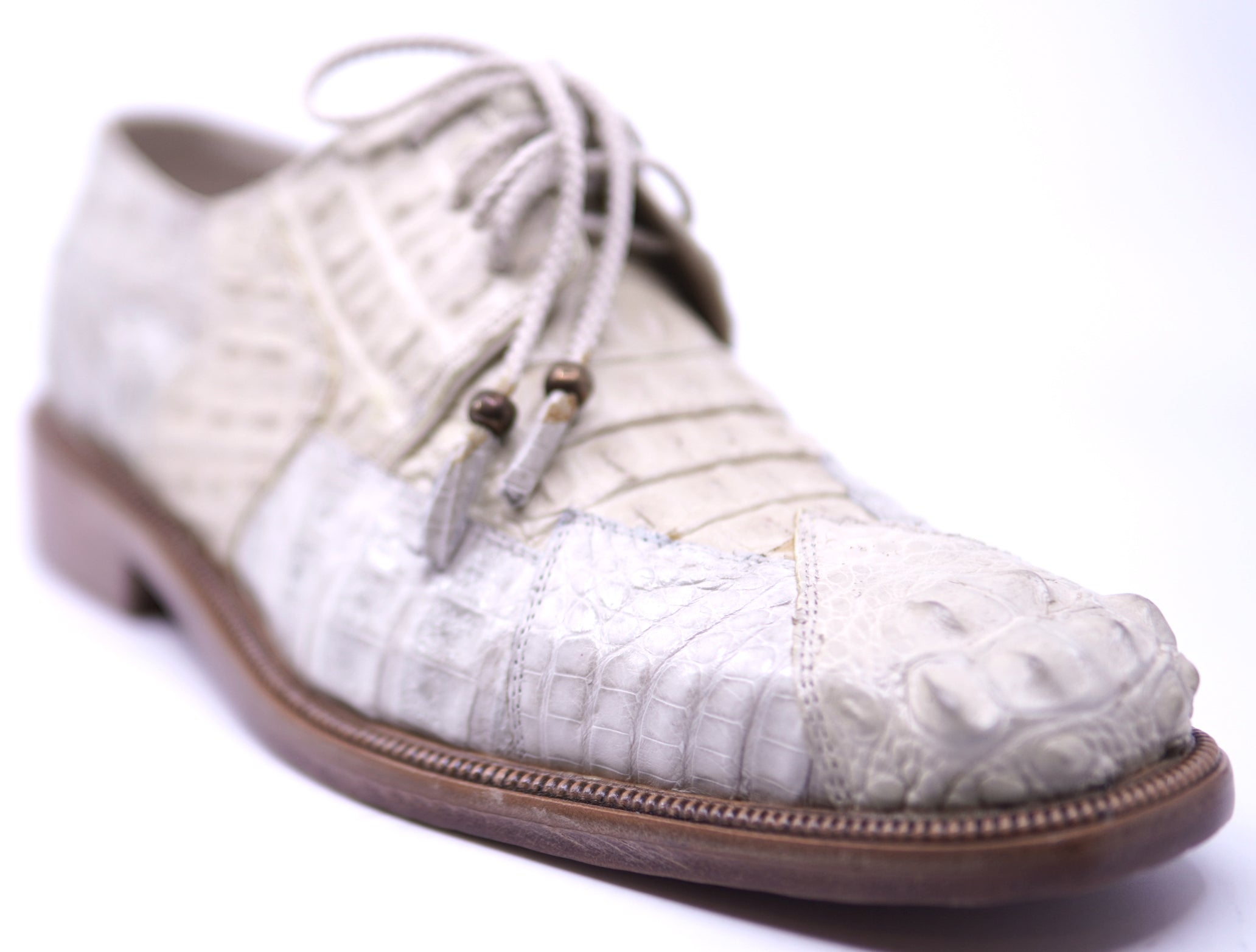 007 Light Gray & Beige Crocodile Hornback Dress Shoe image 2