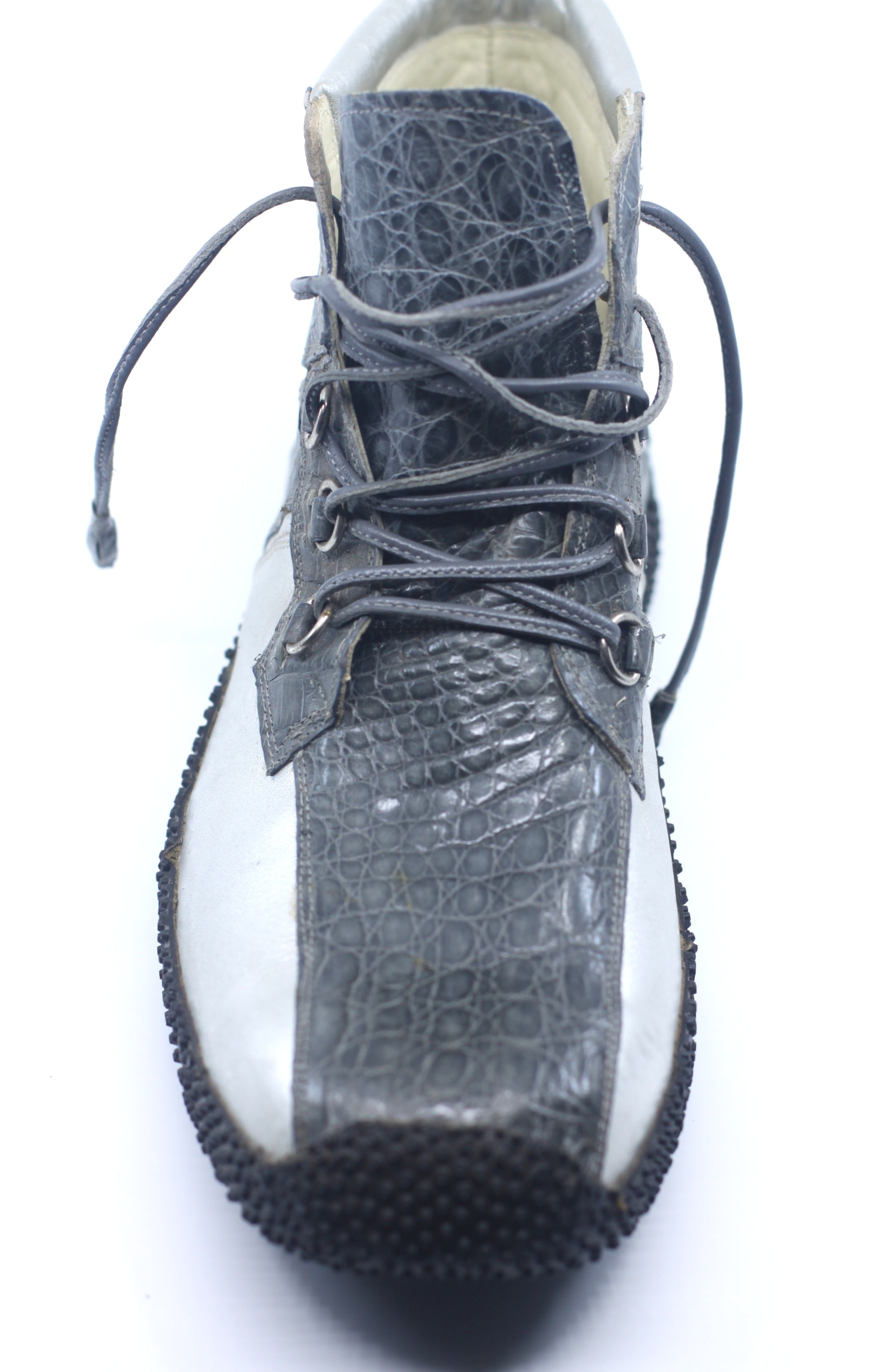 Silver Croc and Leather Sneaker US 11 image 1