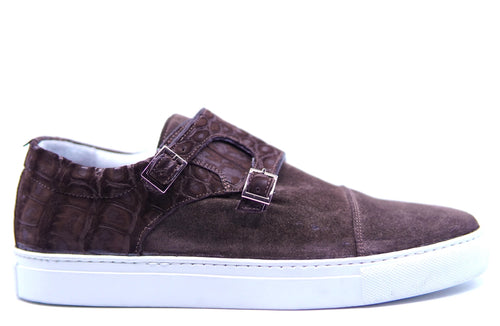 Alligator & Suede Monk Strap Sneaker US 9 image 0