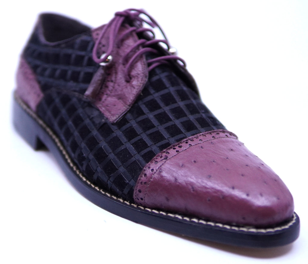 Ostrich & Fabric Cap toe Leather Dress Shoe image 2