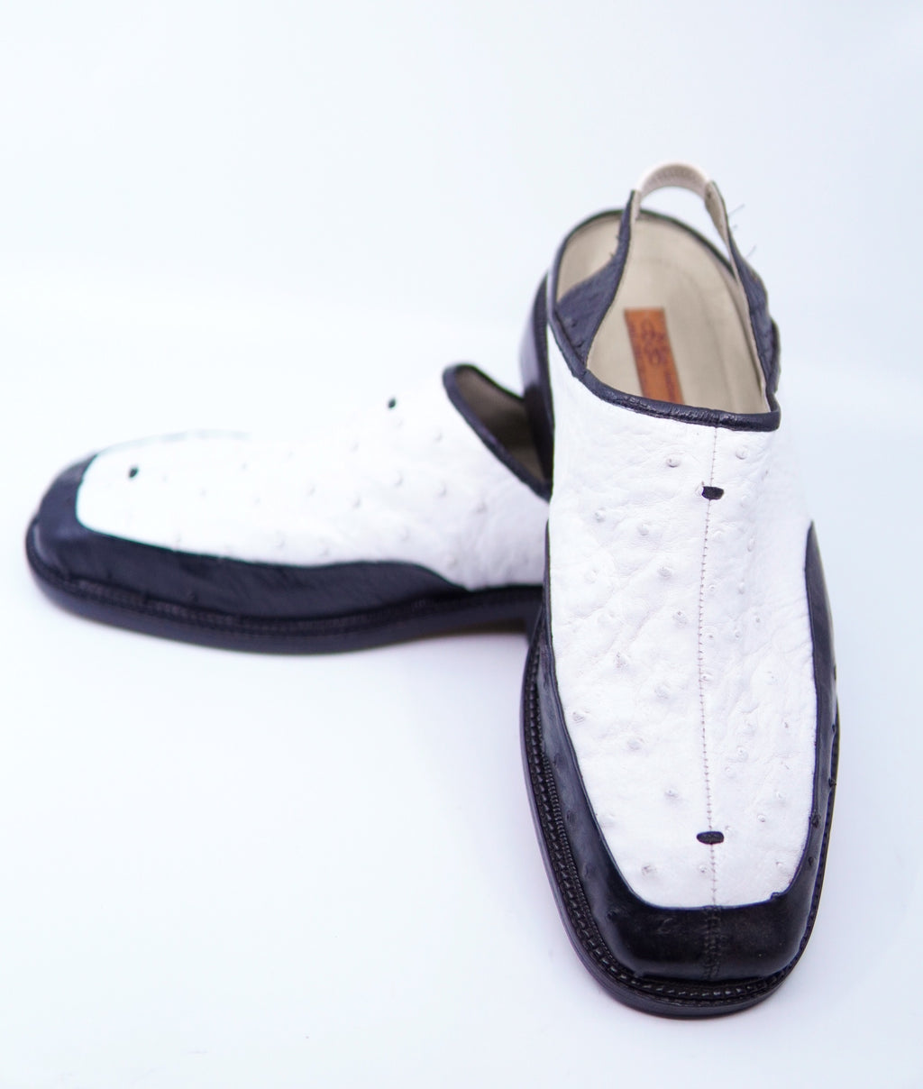 Full Black & White Ostrich Sandals US 11 image 3