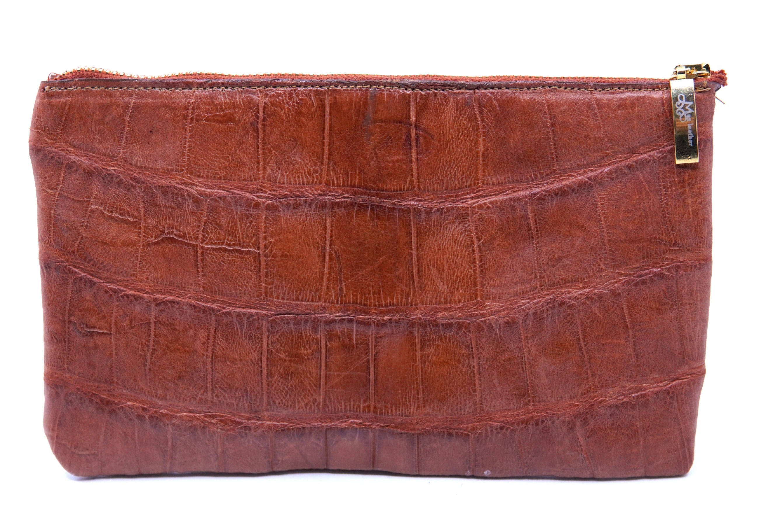 Genuine Cognac Alligator Zipper Pouch image 4