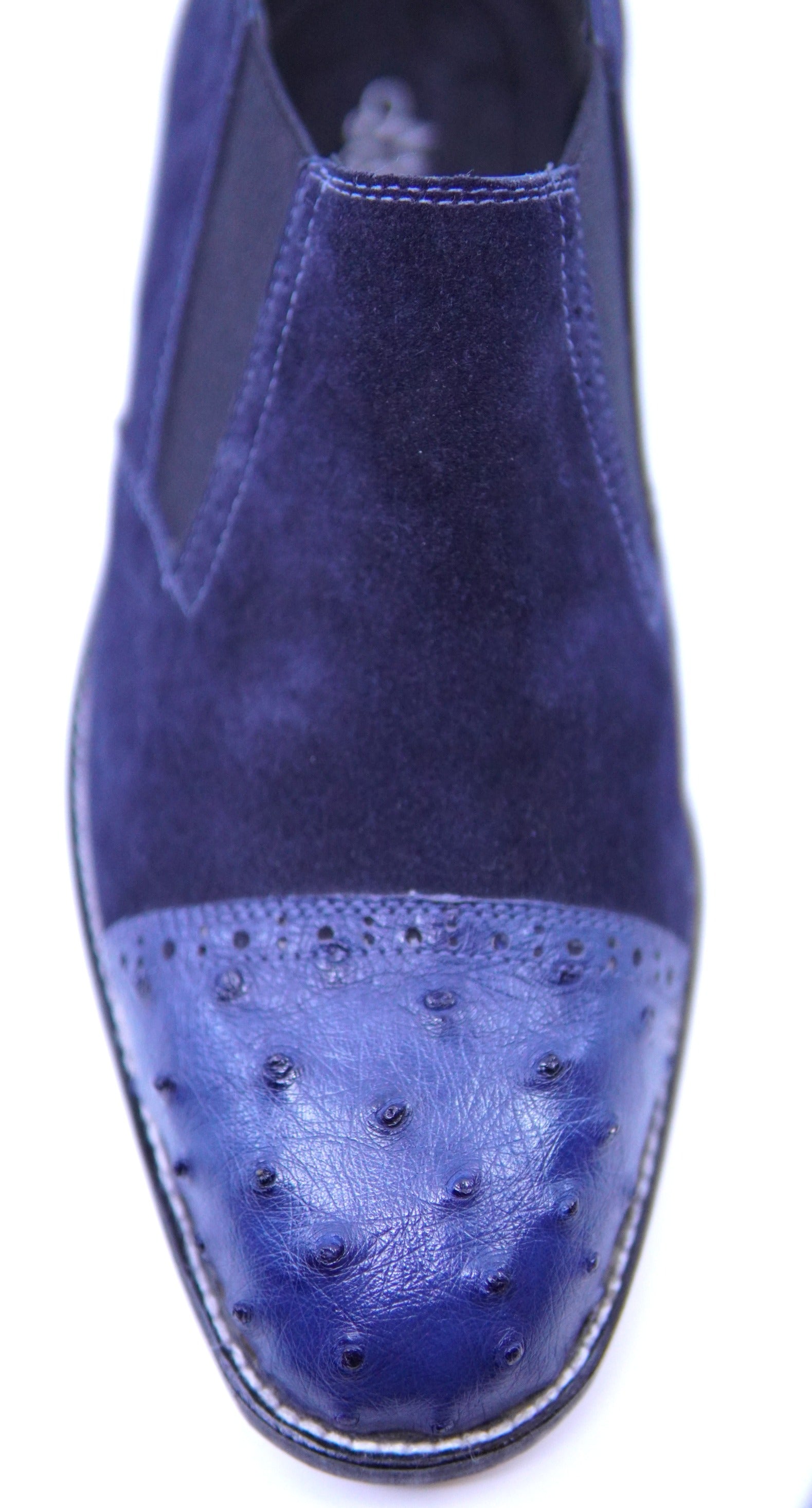 Navy Suede & Ostrich Cap Toe Loafers US 9.5 image 1