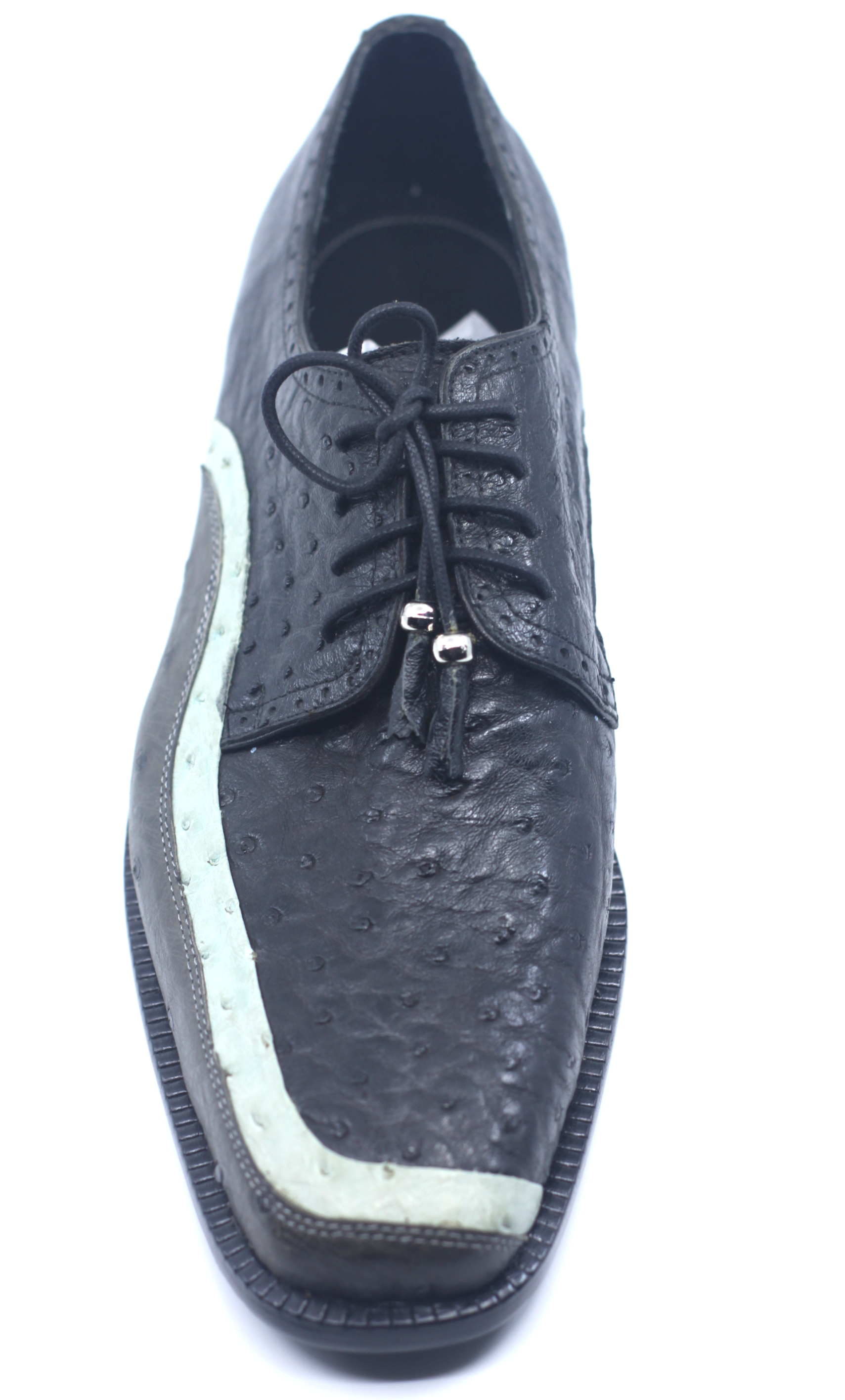 Black/Grey/Blue Ostrich Dress Shoe US 11 image 1