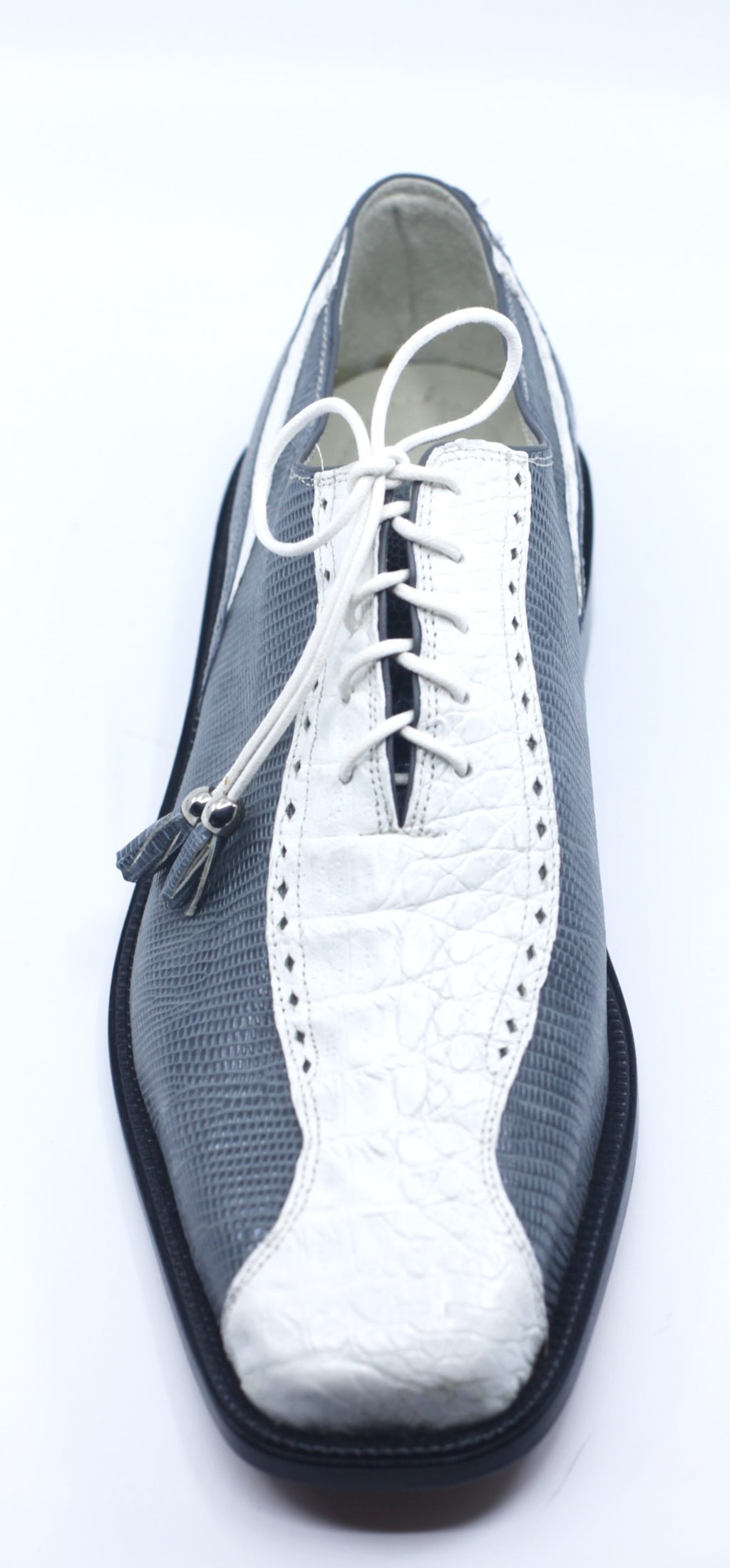 Grey and White Lizard and Alligator Dress Shoes 10 image 1