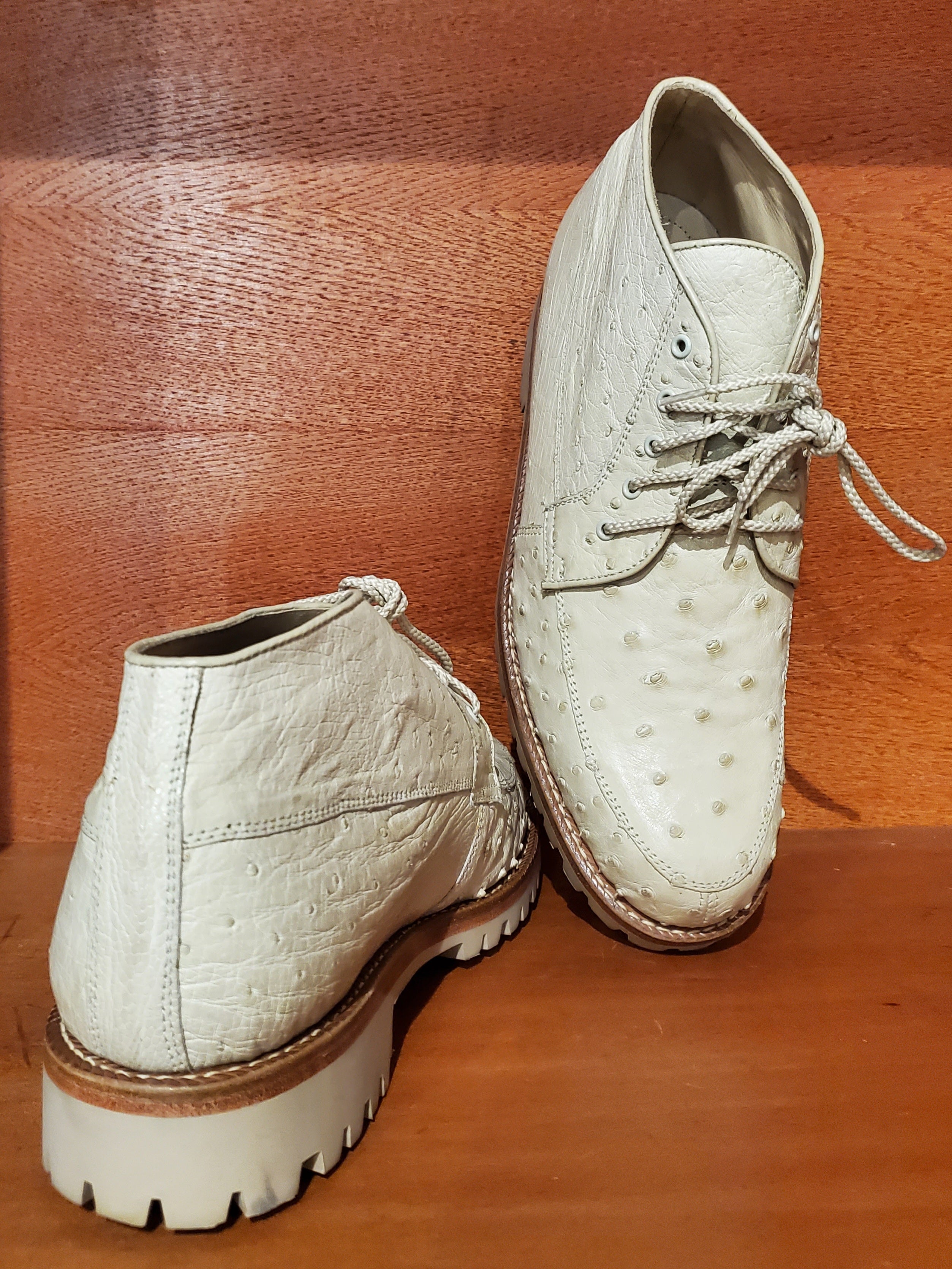 Genuine White Ostrich 8D US Men's 10.5 image 3