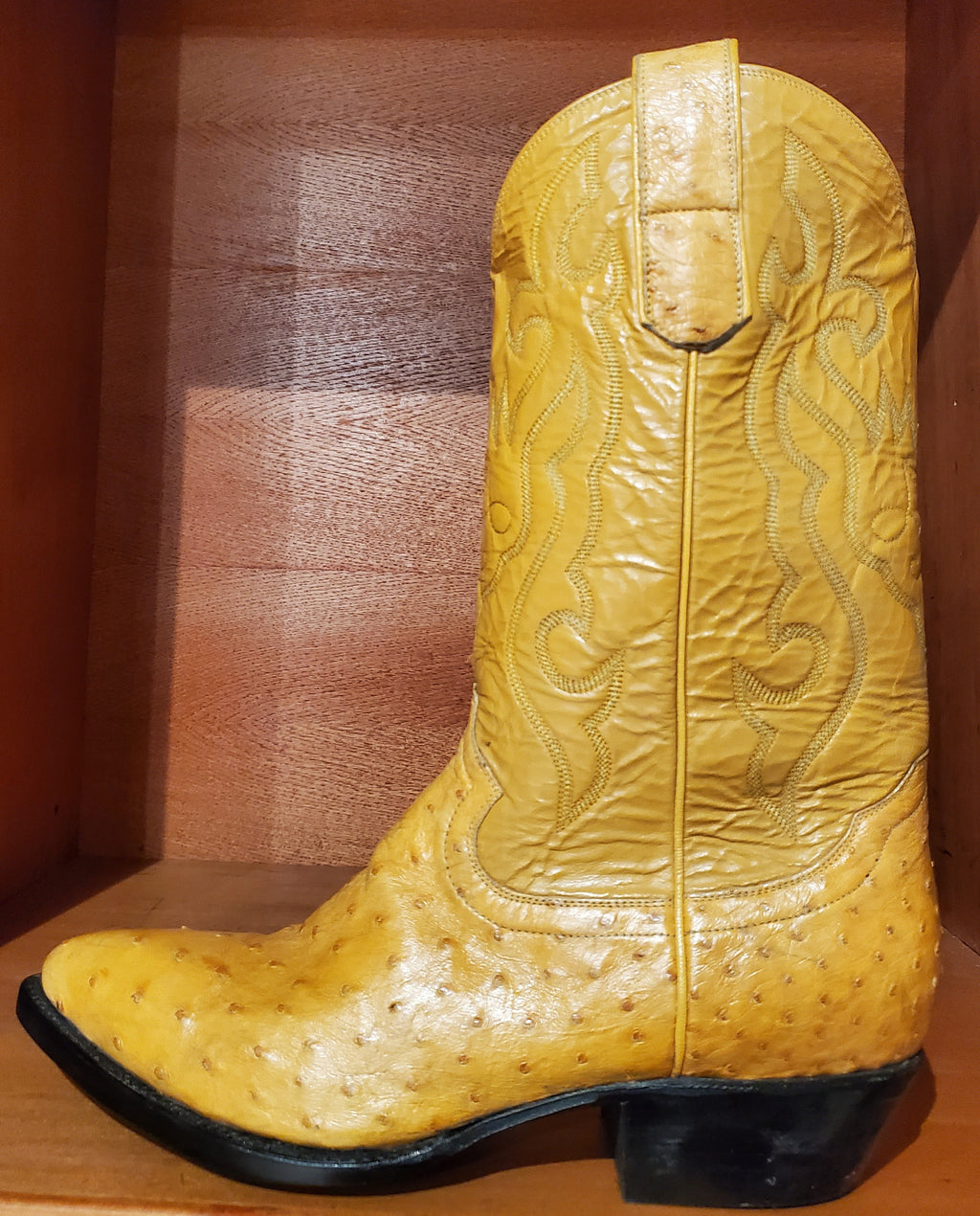 Yellow Ostrich Cowboy Boots US Men's 10.5 image 1