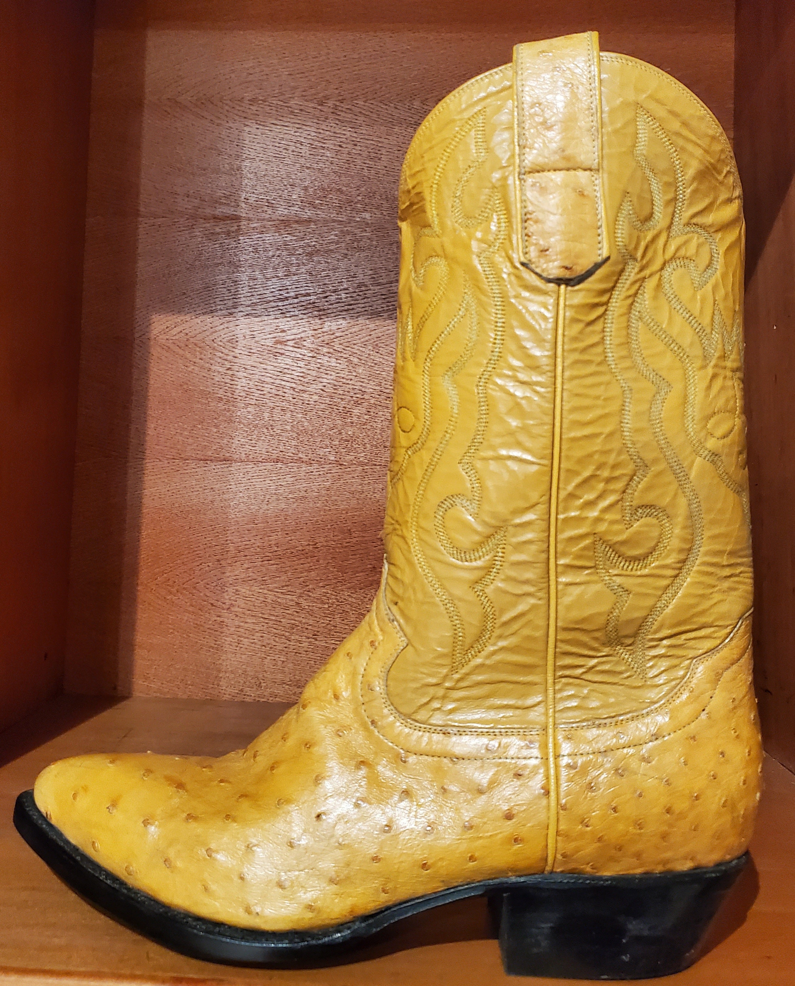 Yellow Ostrich Cowboy Boots US Men's 10.5 image 1