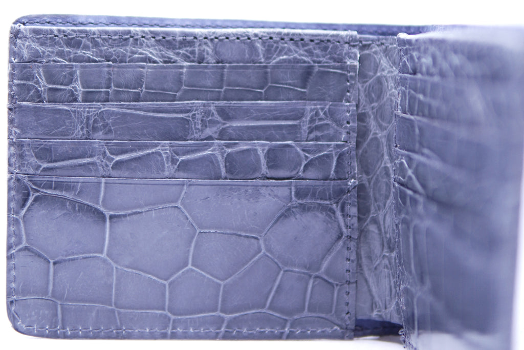 Genuine Glossy Gray Alligator Bi-Fold Wallet image 3