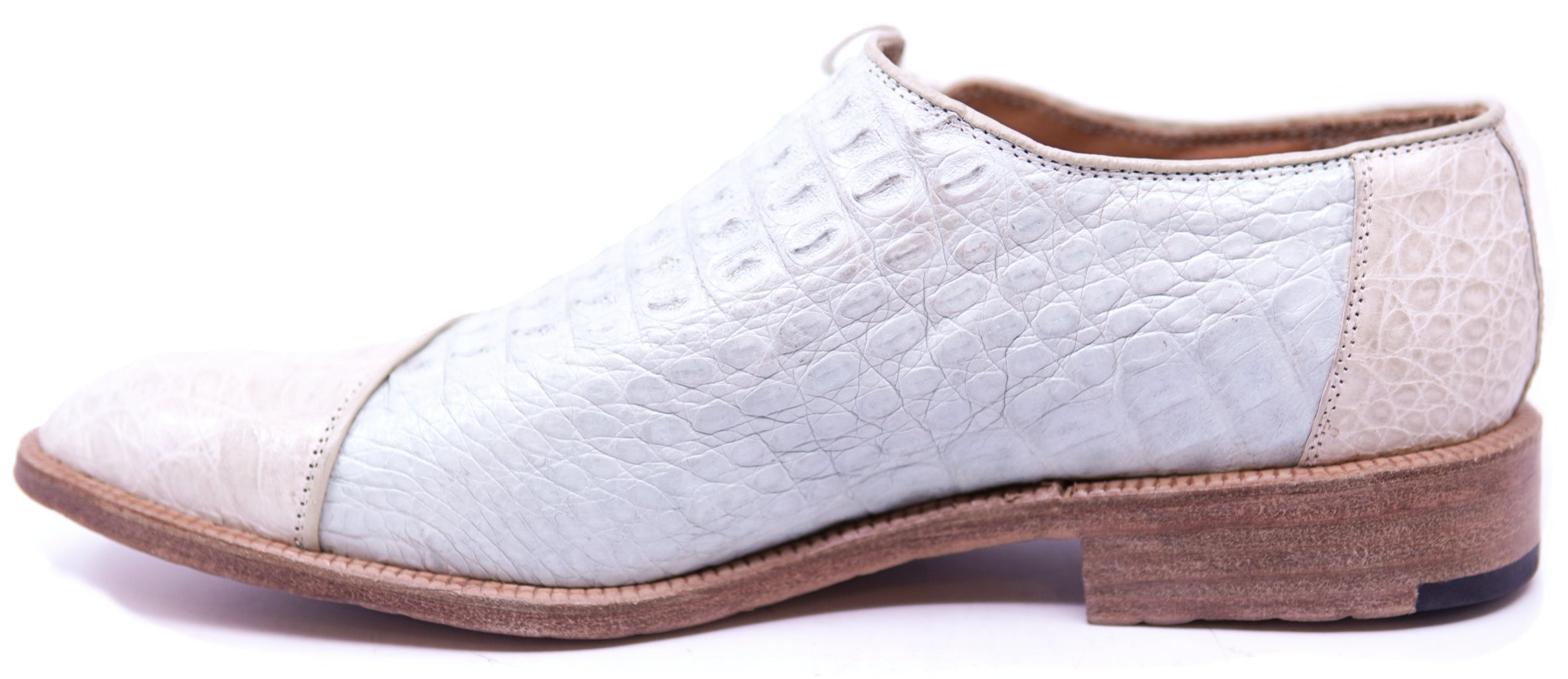 Genuine Beige & Baby Blue Crocodile Dress Shoe image 1