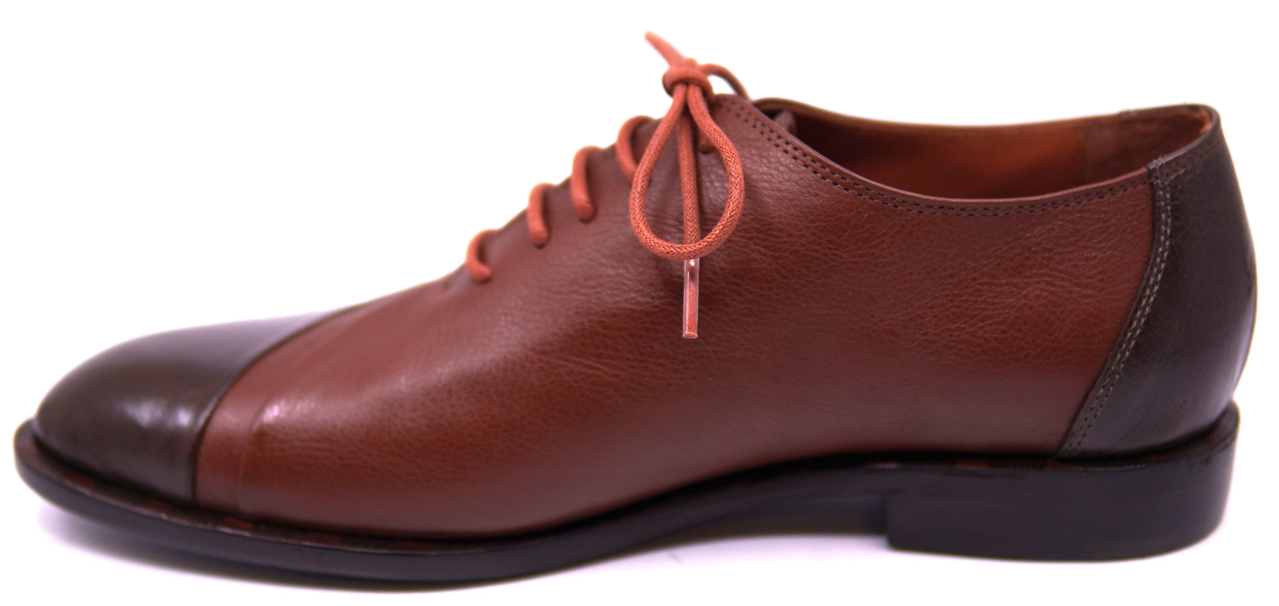 Full Cognac & Dark Brown Leather Dress Shoe image 1