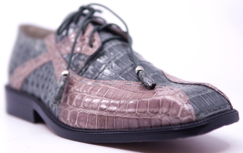 Genuine Gray & Dark Pink Alligator Dress Shoe image 2