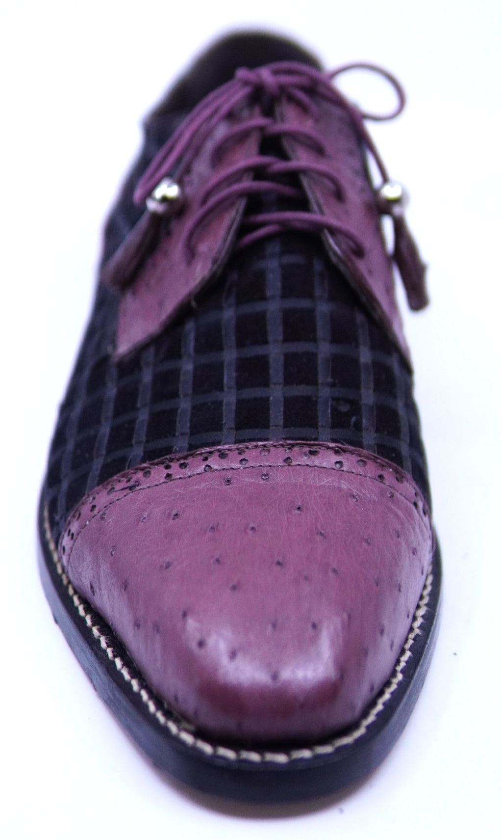 Ostrich & Fabric Cap toe Leather Dress Shoe image 3