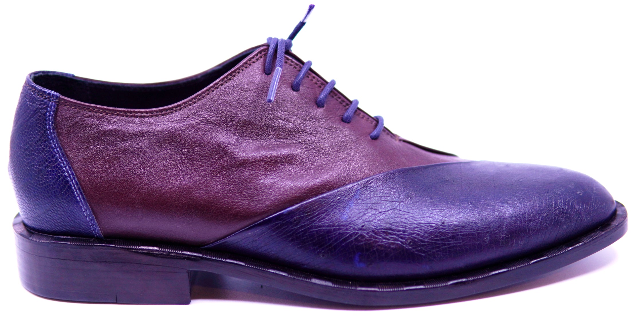 Burgundy Leather & Navy Blue Ostrich Dress Shoe image 0