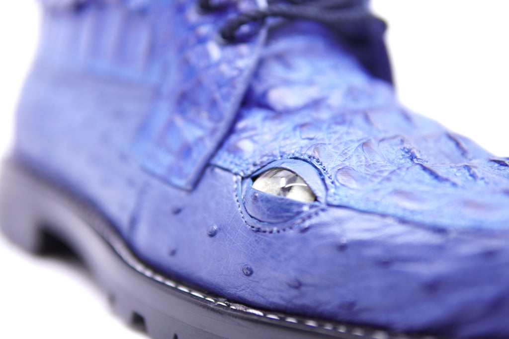 Genuine Royal Blue Crocodile HB & Ostrich 8D With Eyes 12-US Men's image 4