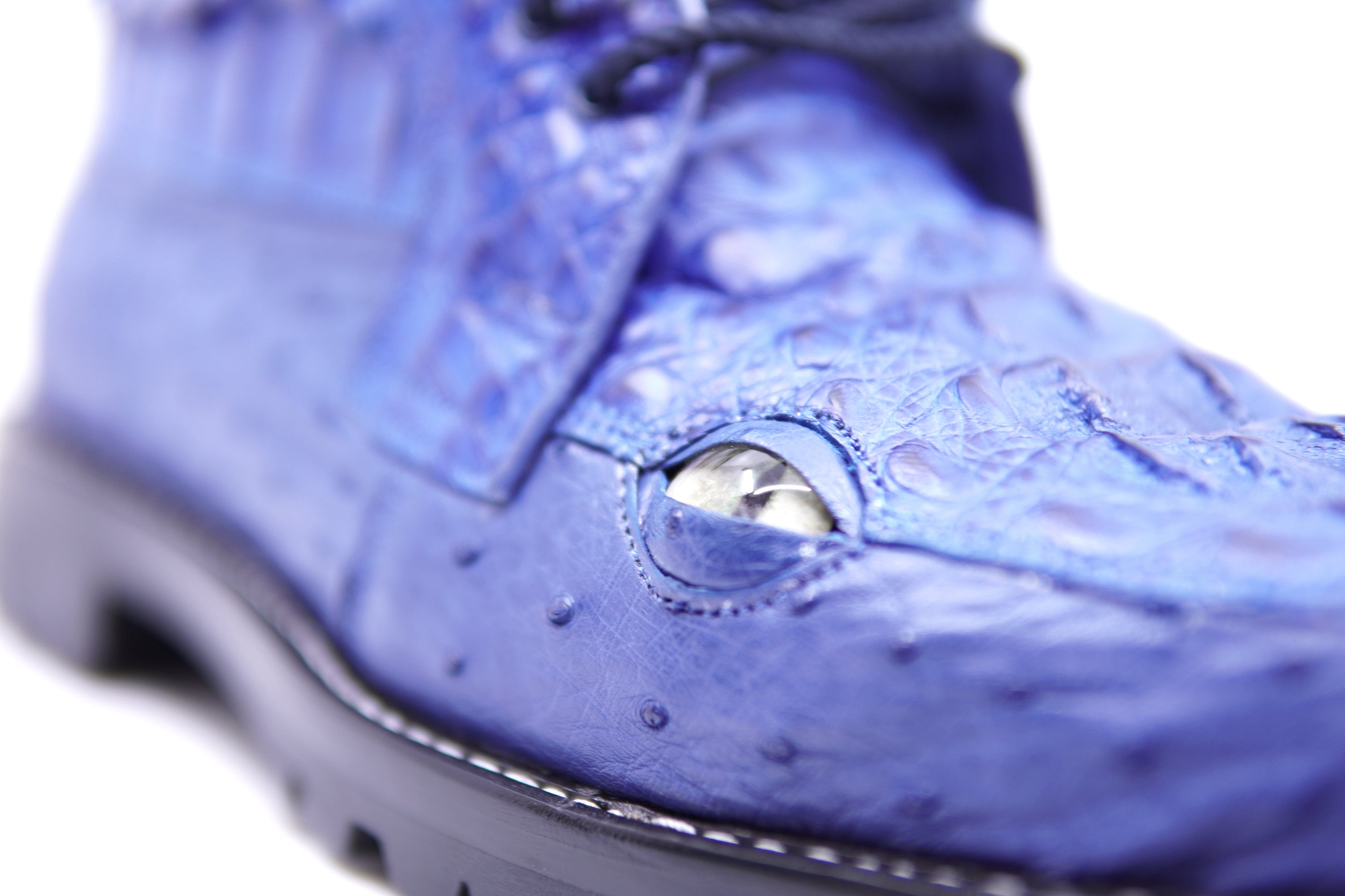 Genuine Royal Blue Crocodile HB & Ostrich 8D With Eyes 12-US Men's image 4
