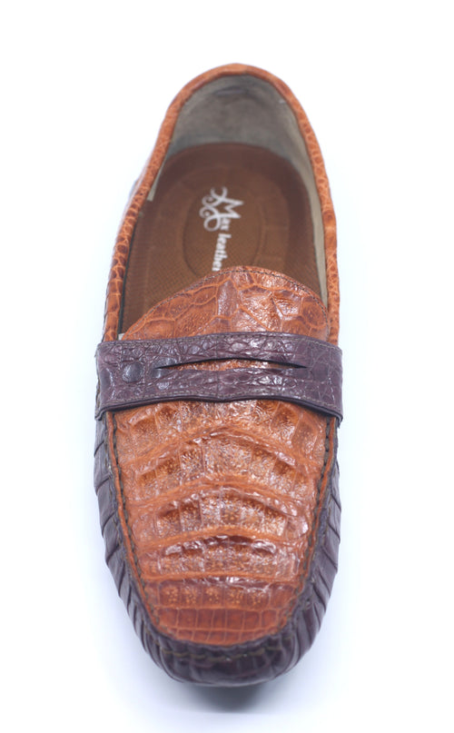 Burgundy and Cognac Croc Driving Shoe US 10.5 image 1