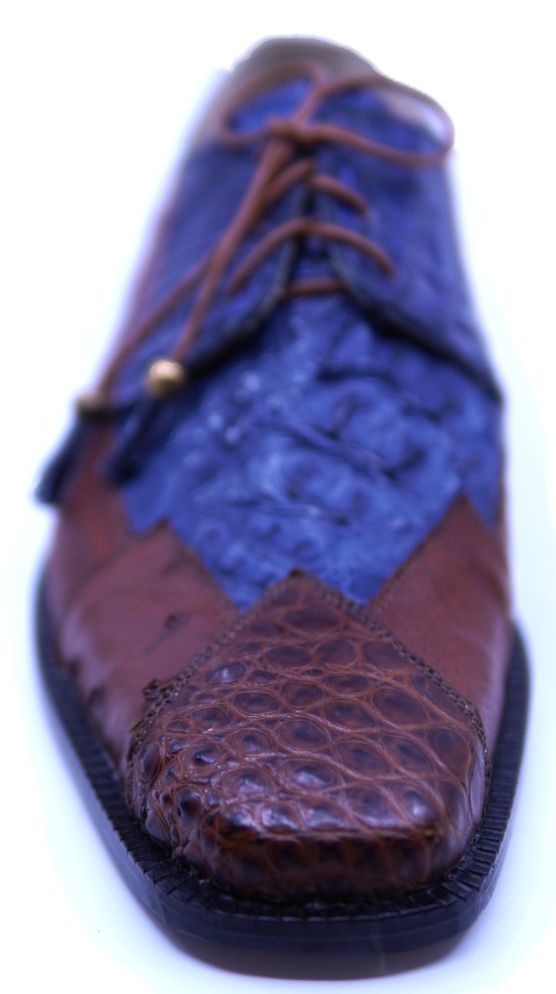 Genuine Navy Blue Crocodile, Cognac Lizard and Ostrich 007 Dress Shoe image 3