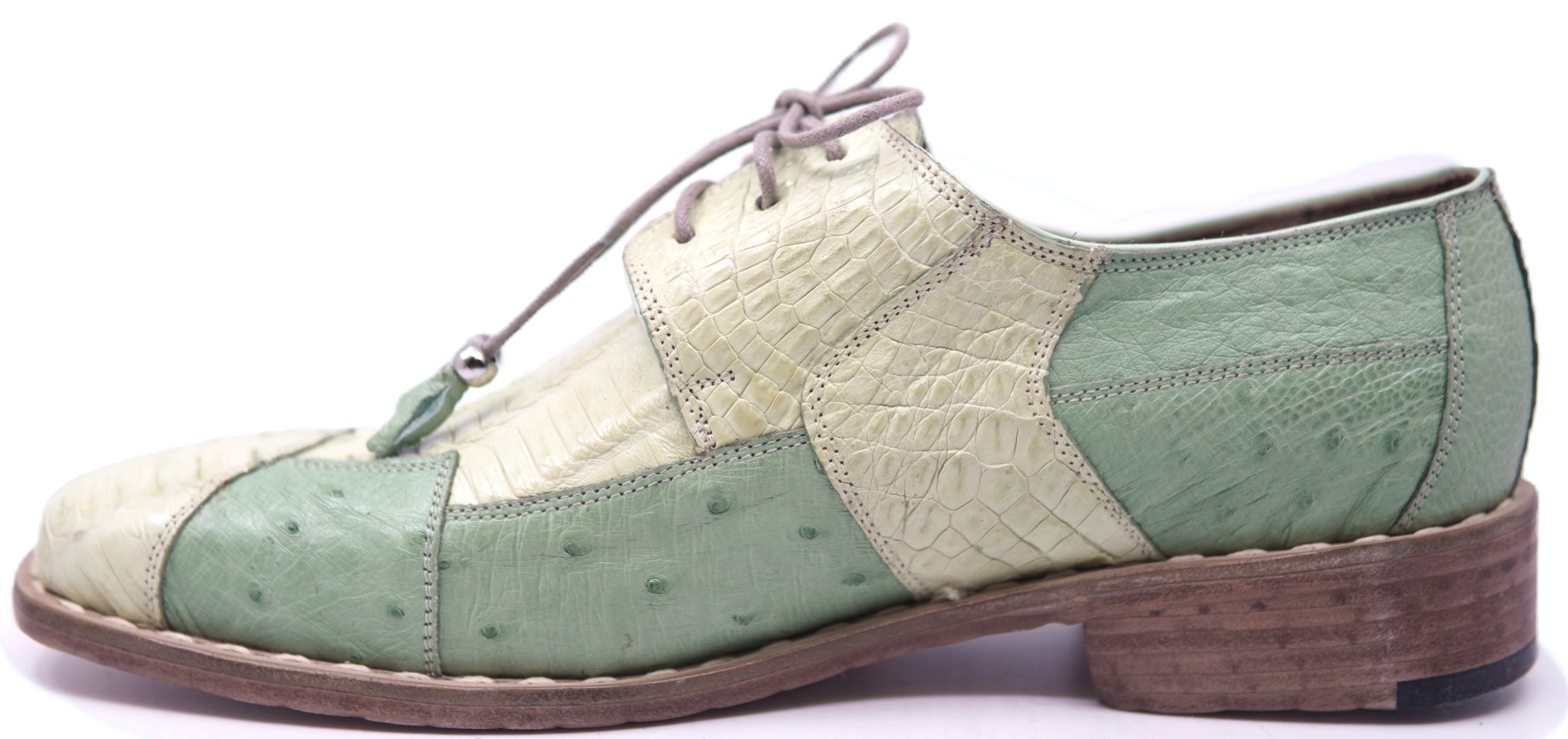 Genuine Lime Green Caiman & Green Ostrich 007 Dress Shoe image 1
