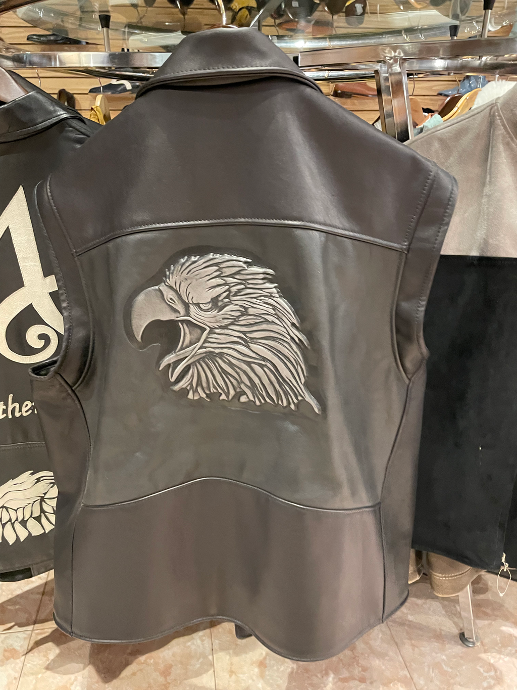 Leather Biker Vest US Men's 2XL image 1