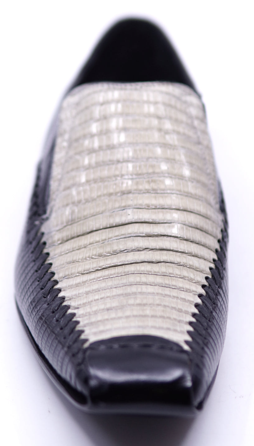 Genuine Black & Beige Lizard Loafer Dress Shoe image 3