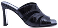 Full Black Glossy Alligator Sandals Heel image 0
