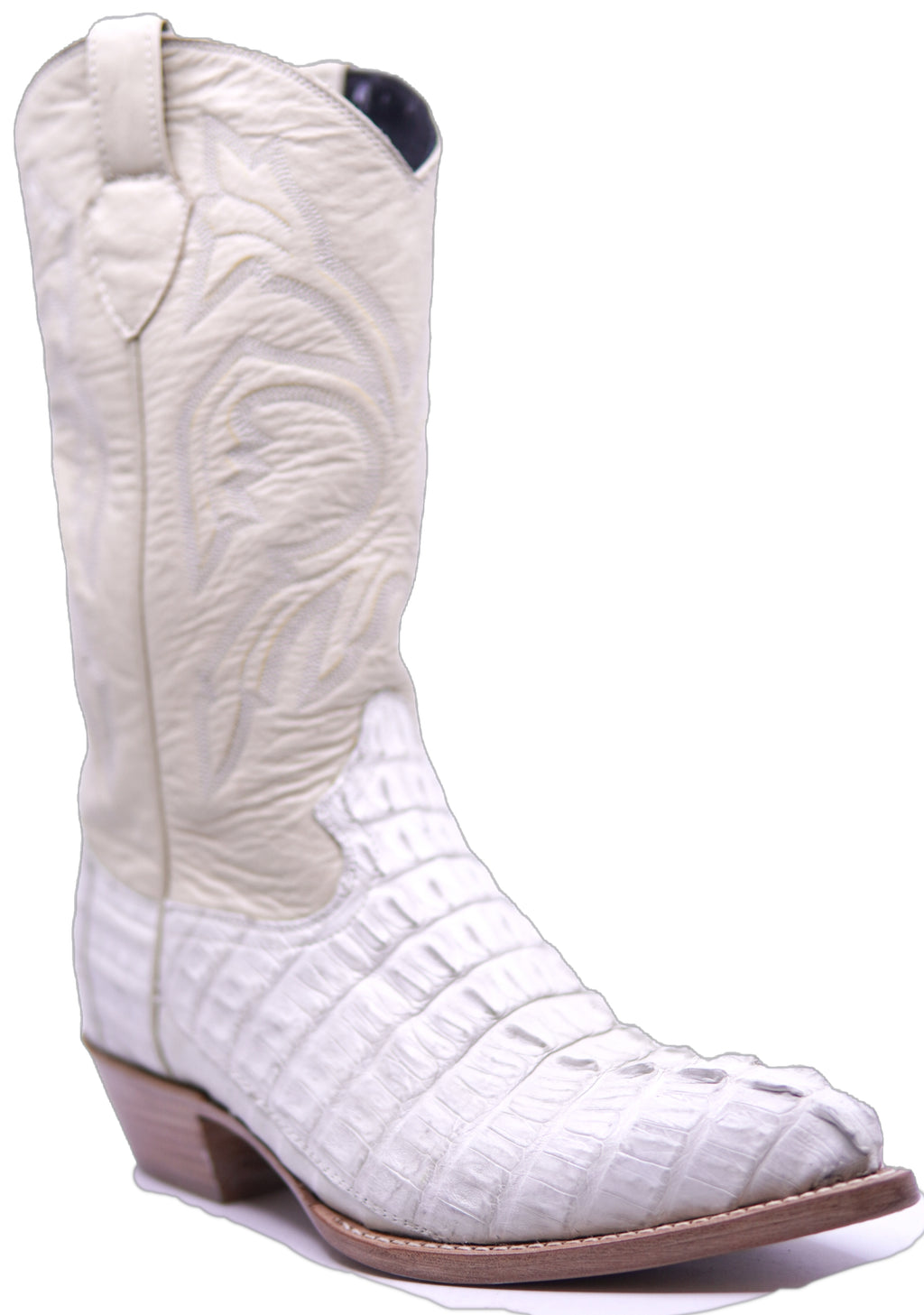 Genuine White Bone Caiman Tail Cowboy Boots image 2
