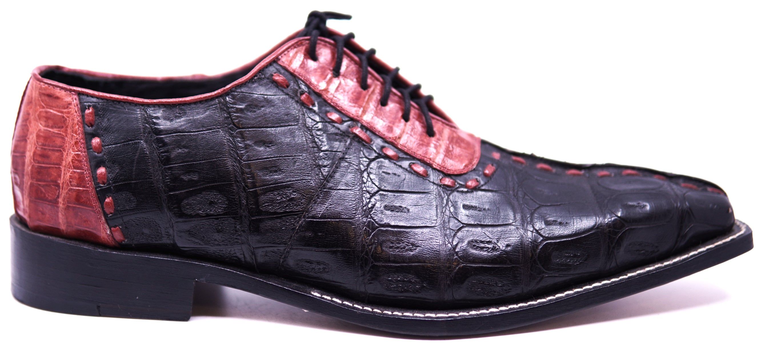 Genuine Red & Black Crocodile Pointed Toe Dress Shoe image 0