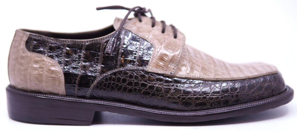 Genuine Glossy Brown & Oryx Crocodile Dress Shoe 12 Wide-US Men's image 0