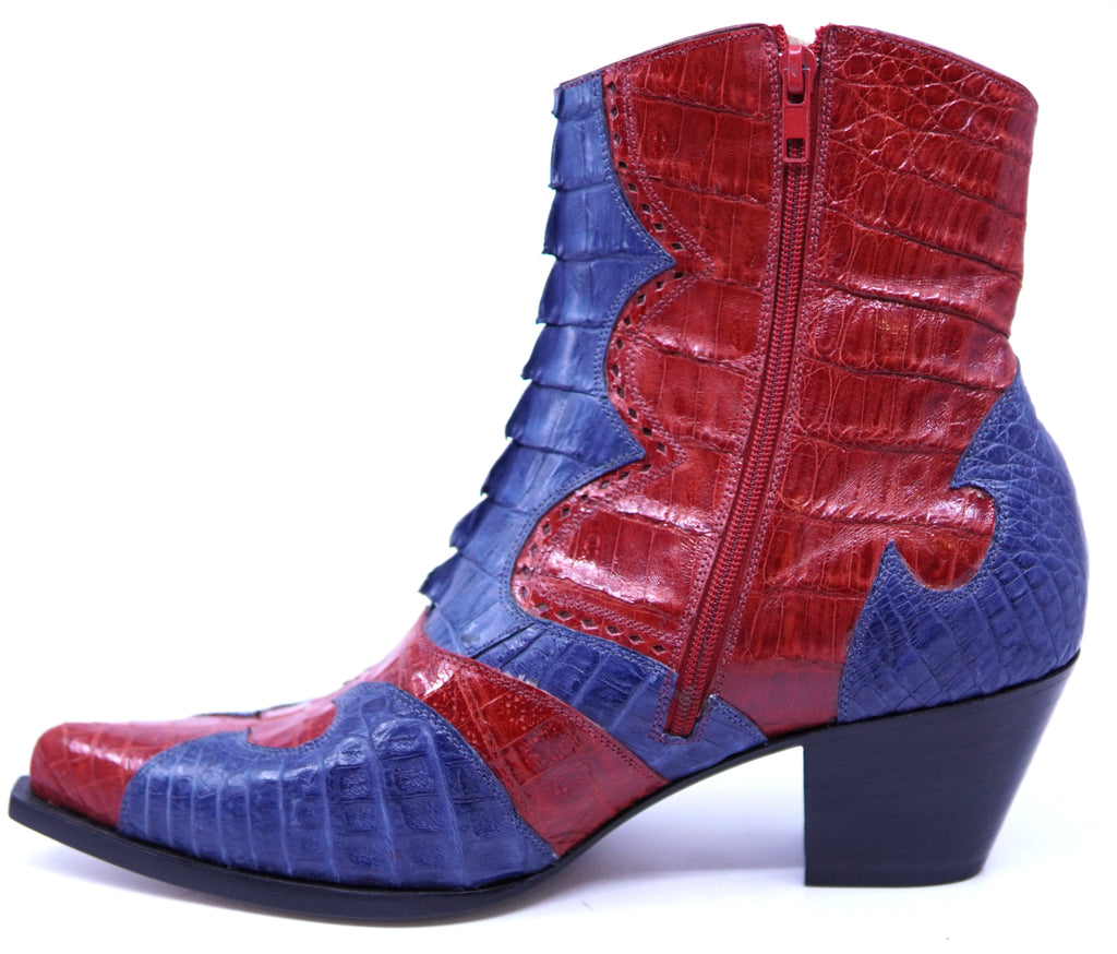 Red & Navy Blue Crocodile Botin image 1