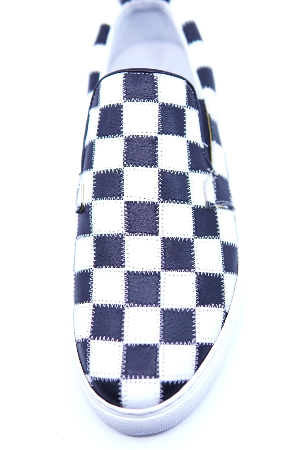Tiled Black & White Leather Slip On US 10.5 image 1