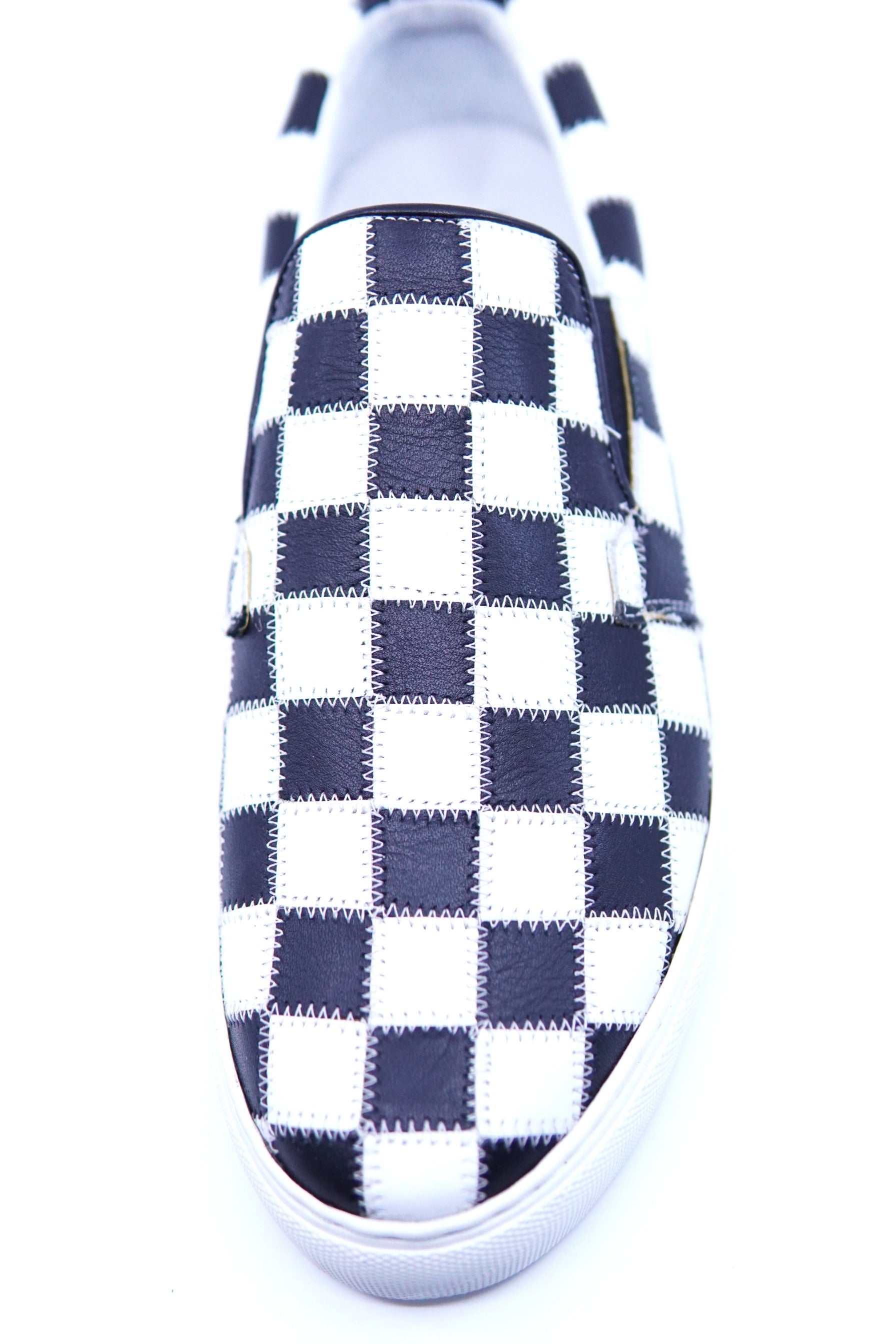 Tiled Black & White Leather Slip On US 10.5 image 1