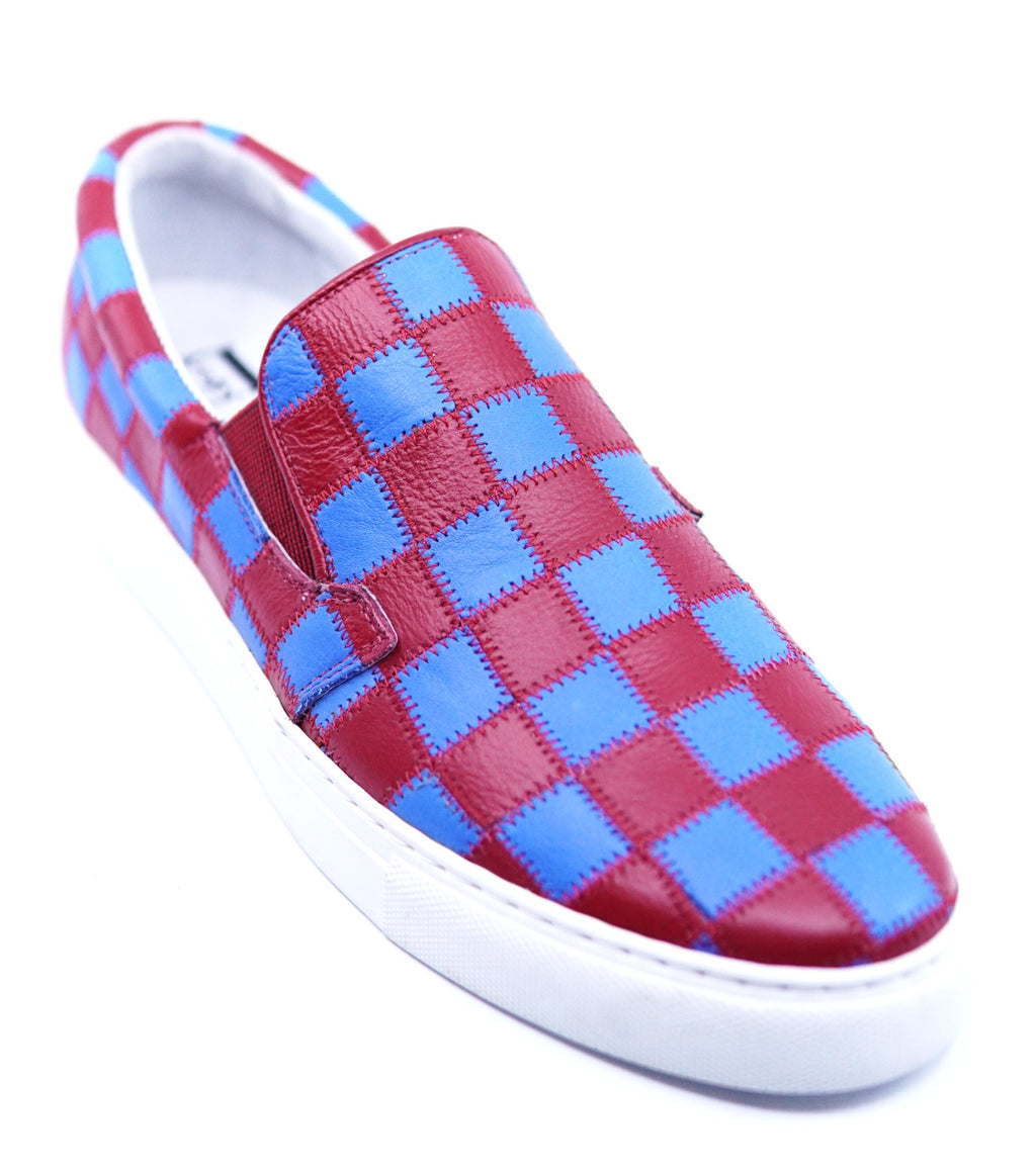 Red & Blue Leather Slip On US 10.5 image 3