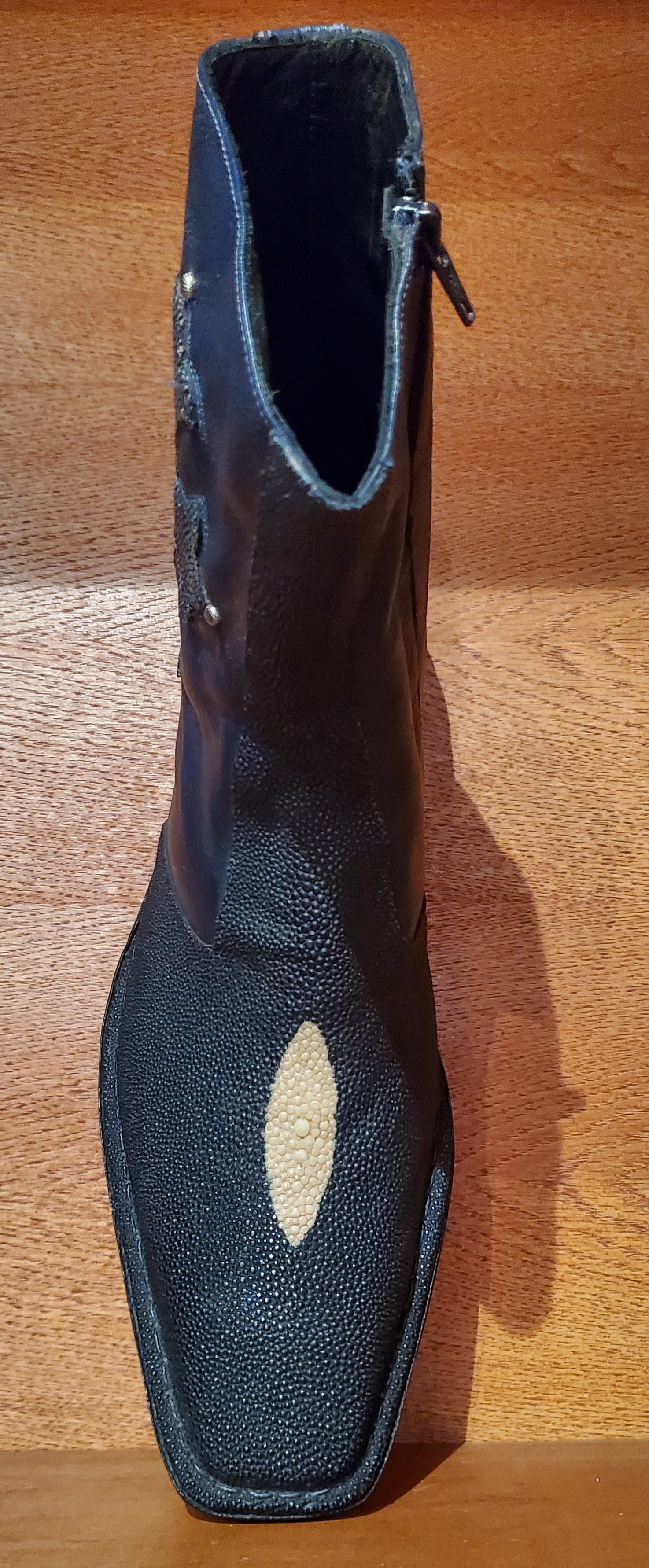Navy Blue Stingray and Leather Boot US Men's 10.5 image 2