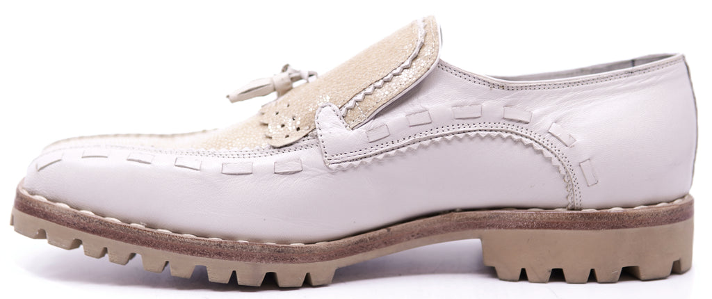 Genuine Beige Stingray & Bone Leather Loafer Dress Shoe image 1