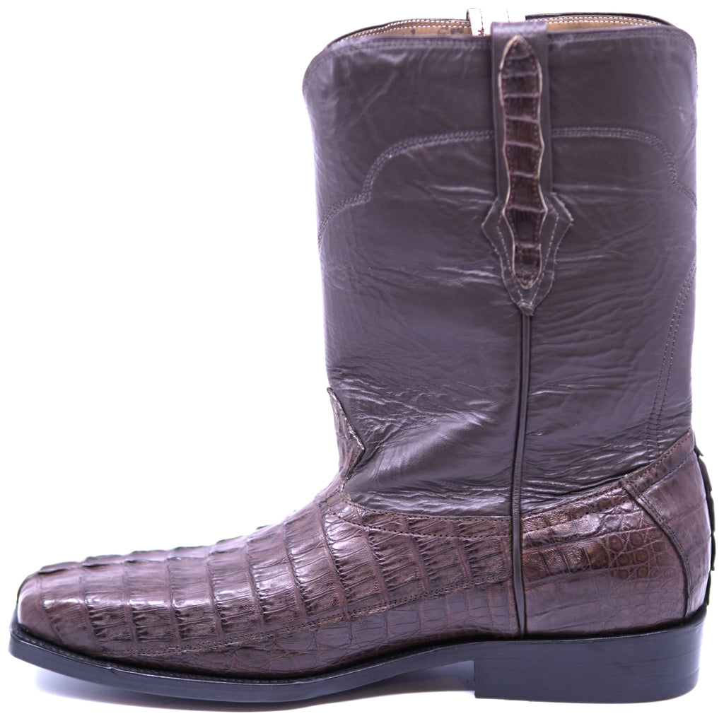Brown Caiman Tail Roper Boots image 1