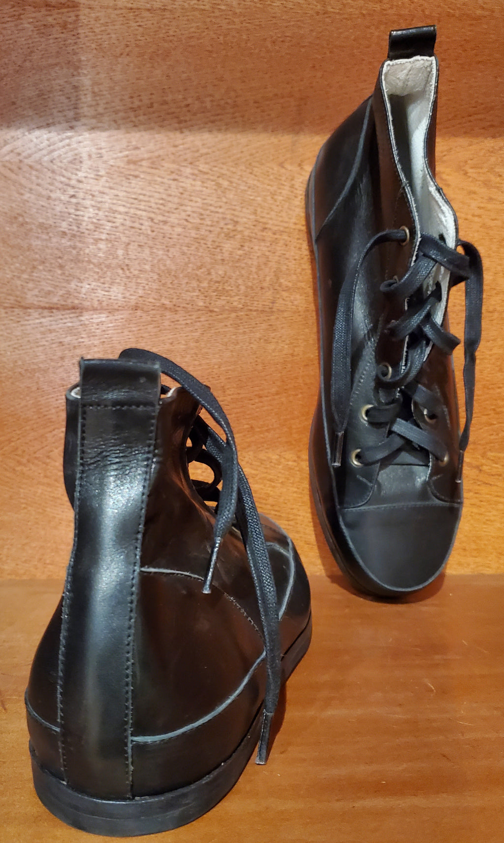 Black Leather High Top Sneakers US Men's 10.5 image 3