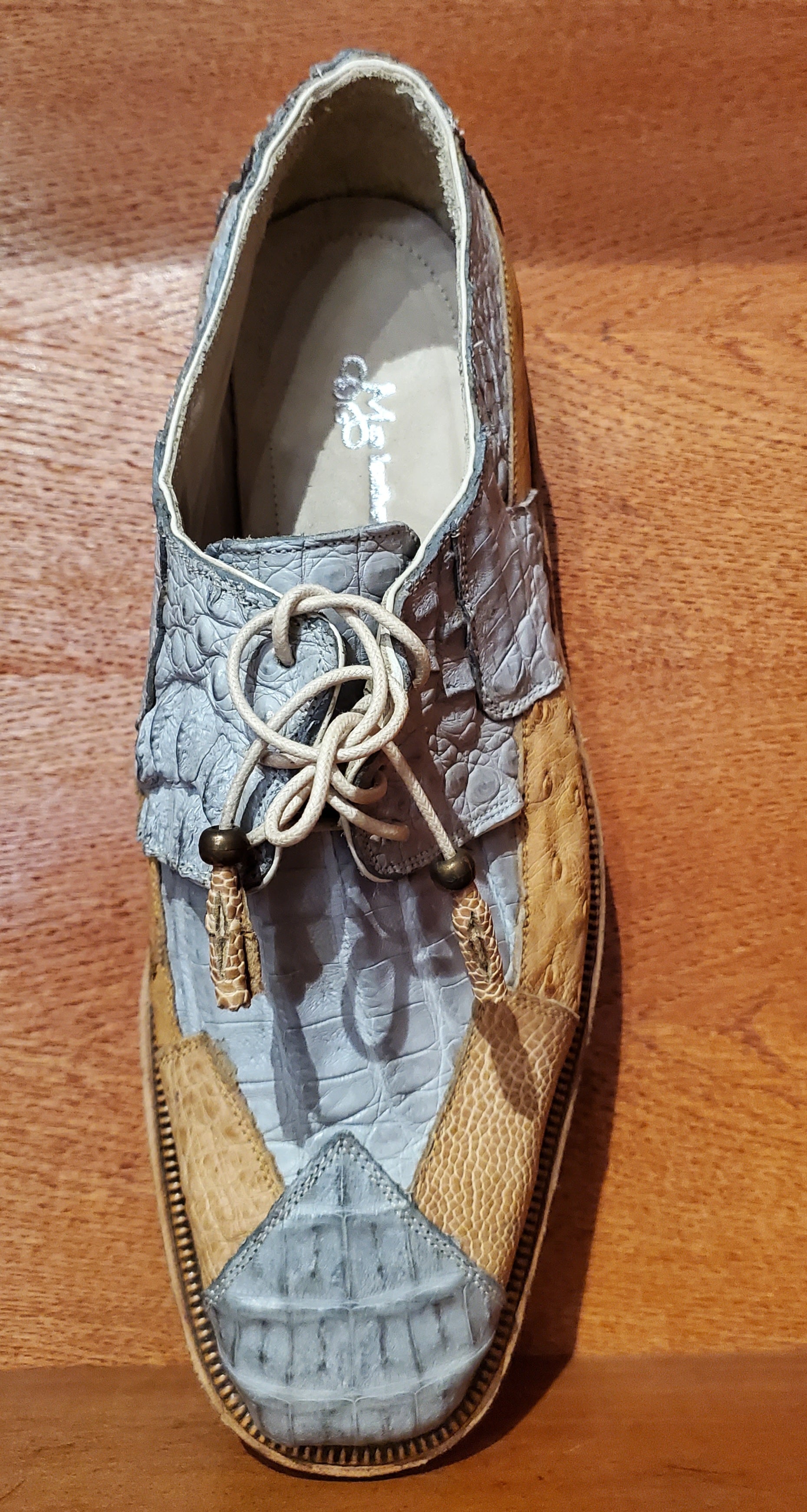 Gray Croc & Buttercup Ostrich 007 US Men's 10 image 2