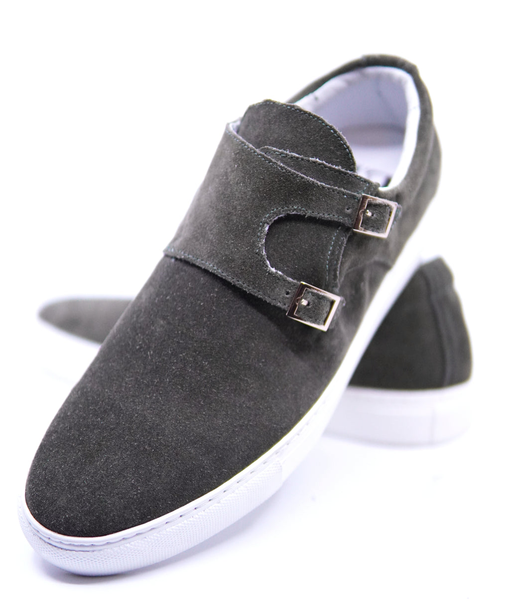 Olive Green Suede Monk Strap Sneaker US 8 image 3