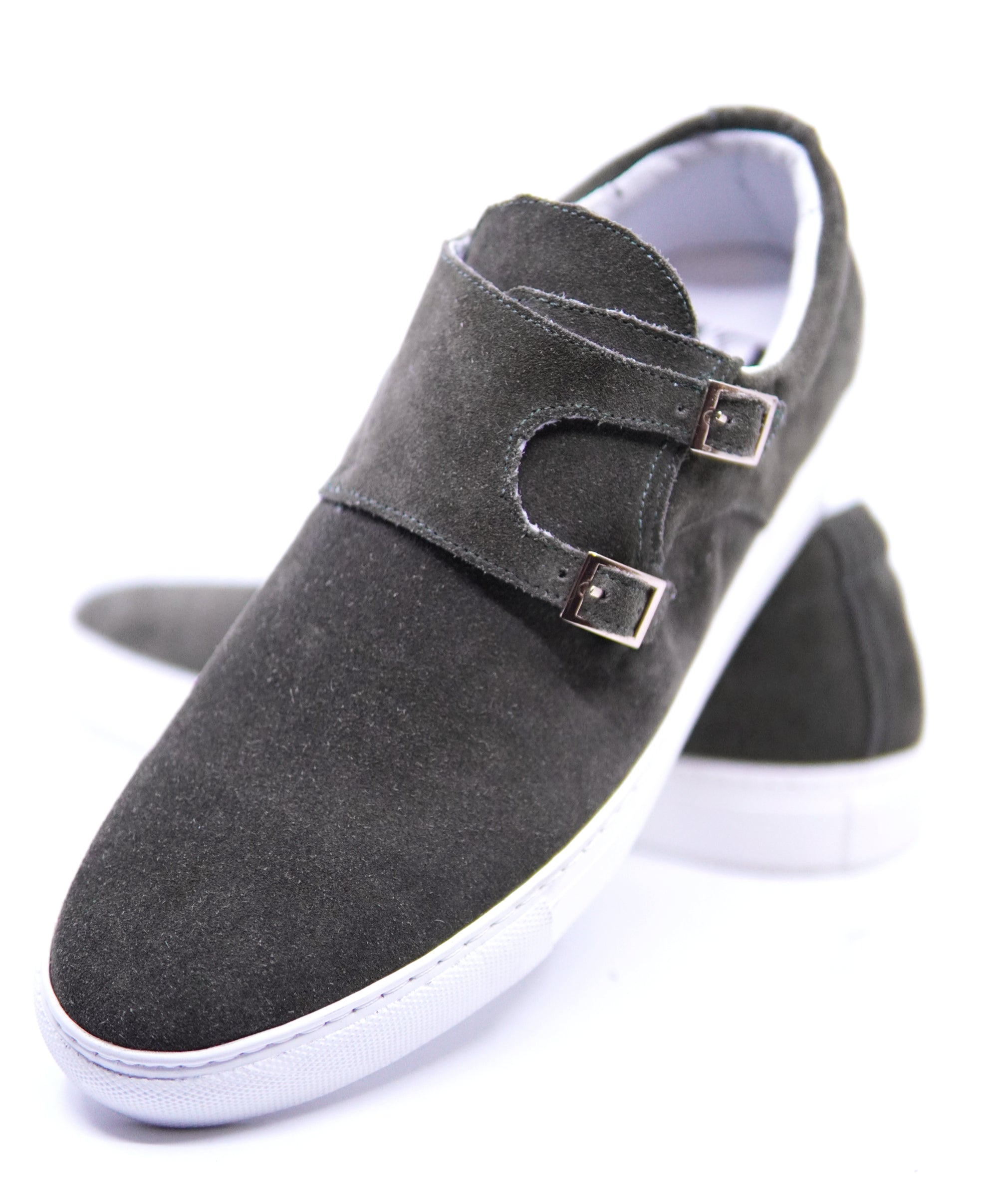 Olive Green Suede Monk Strap Sneaker US 8 image 3