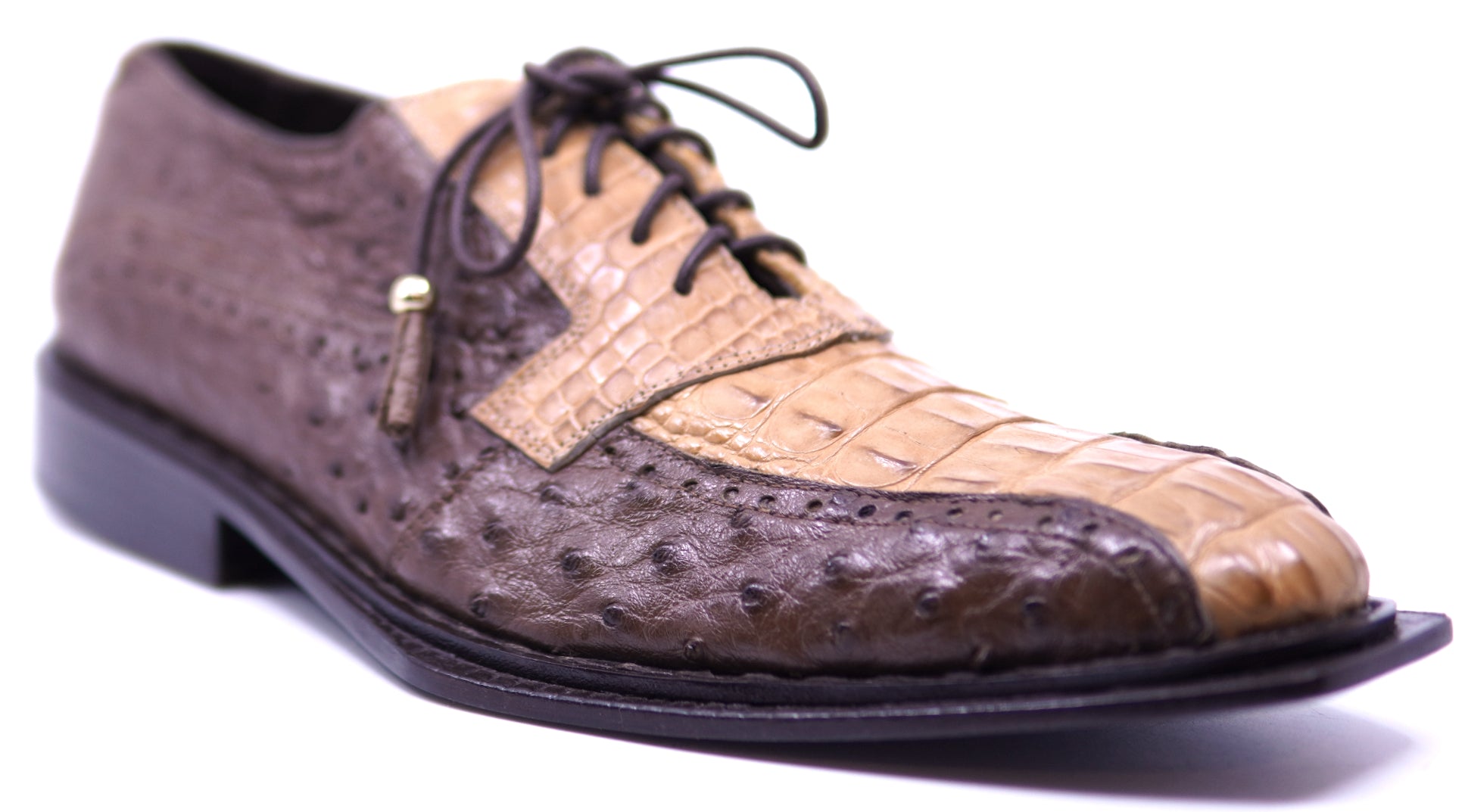 Brown Ostrich & Buttercup HB Crocodile Dress Shoe image 2